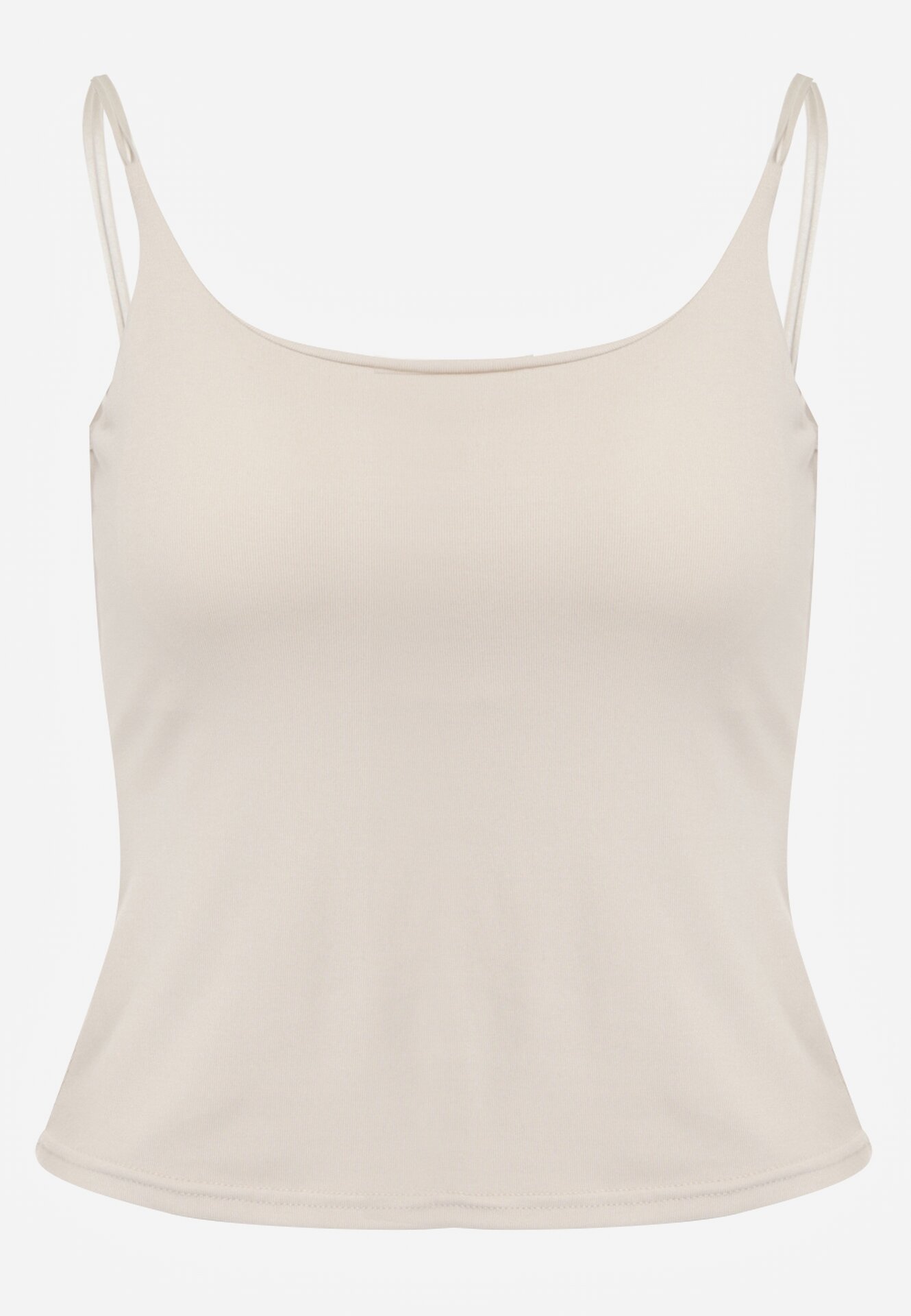 Beżowy Wiskozowy Top z Podwójnymi Ramiączkami Hendrea