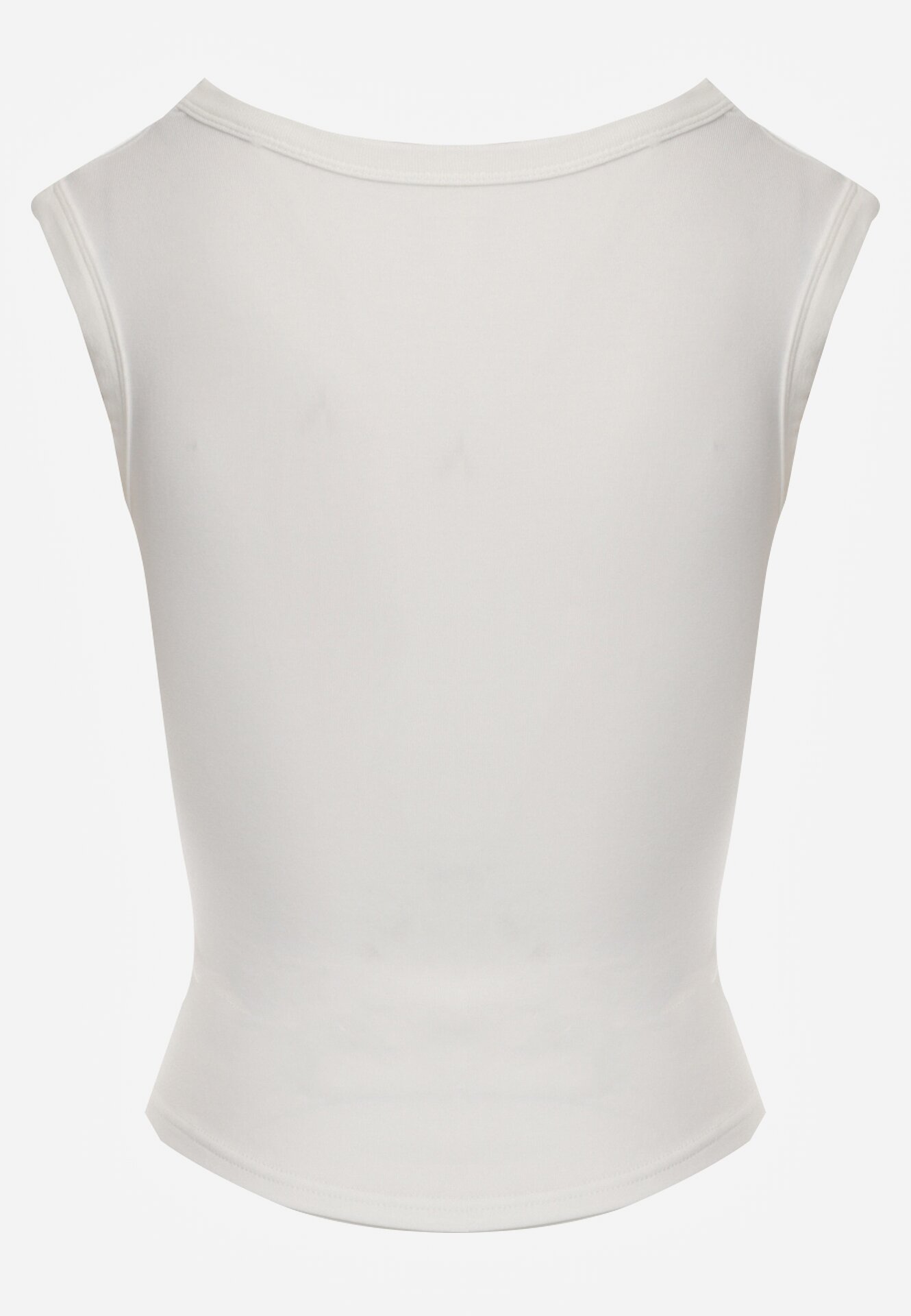 Biały Dopasowany Top Bez Rękawów z Wiskozy z Kwadratowym Dekoltem Madu