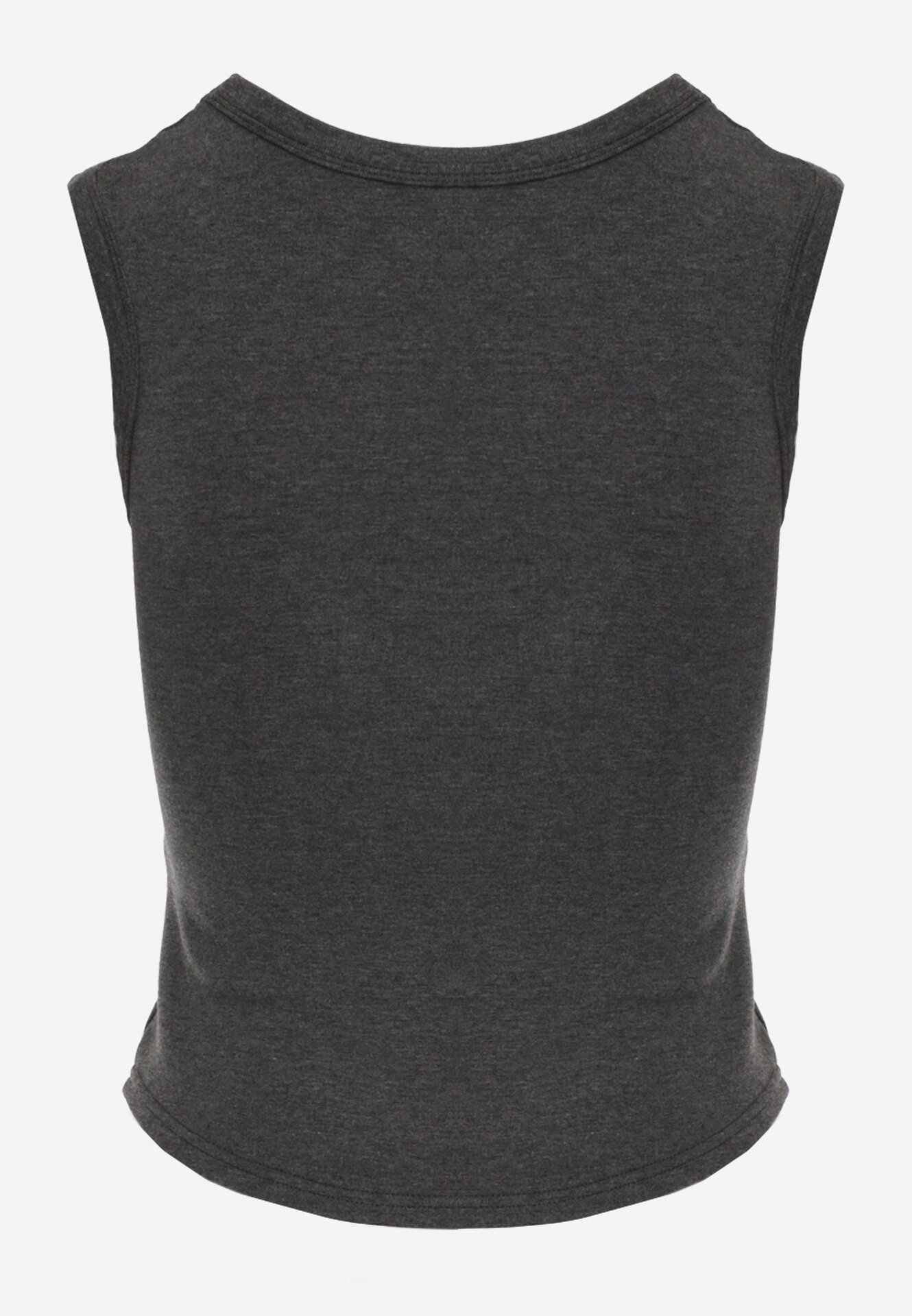 Szary Dopasowany Top Bez Rękawów z Wiskozy z Kwadratowym Dekoltem Madu