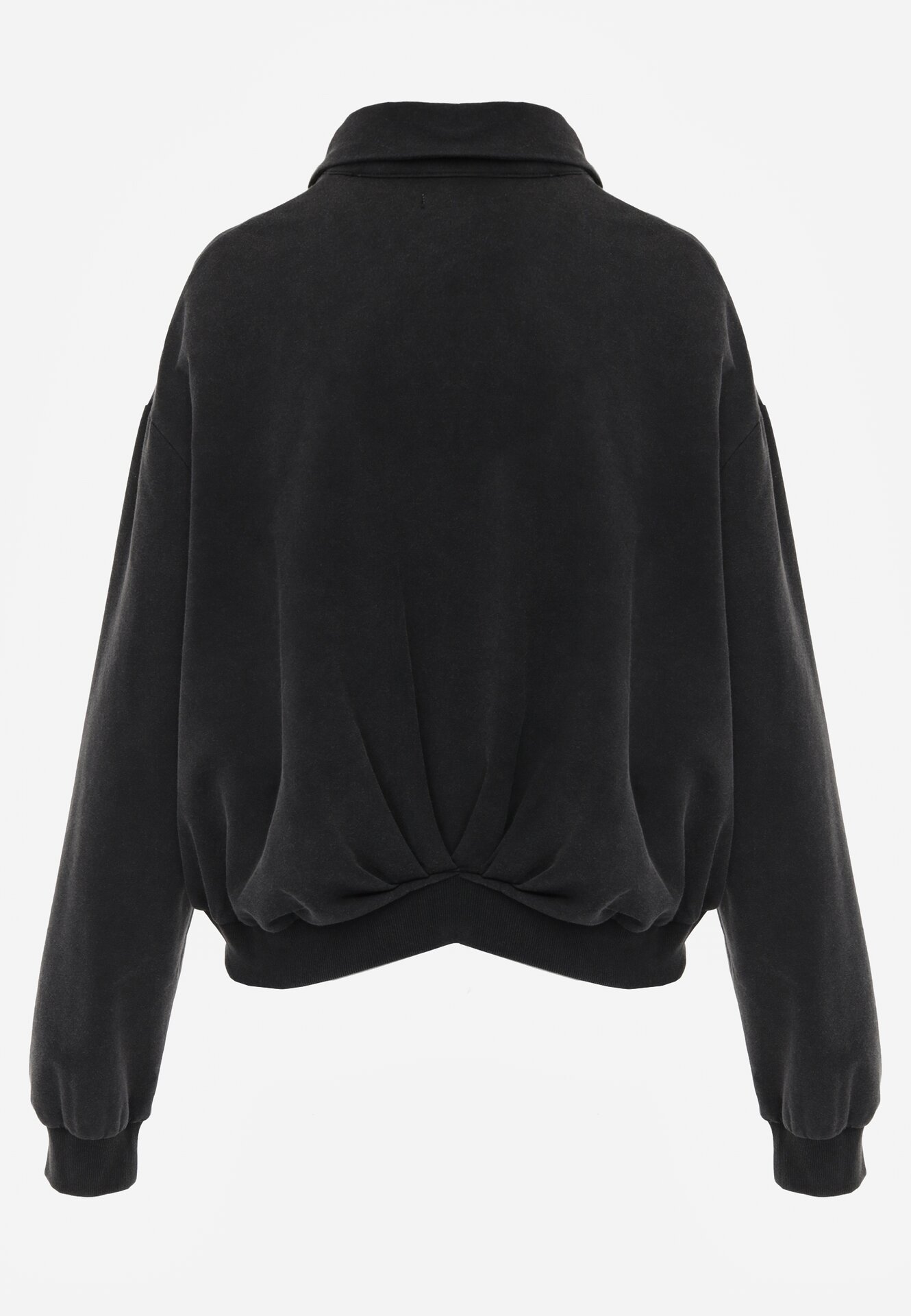 Czarna Bawełniana Bluza Bomberka o Kroju Oversize z Kołnierzem Viminala