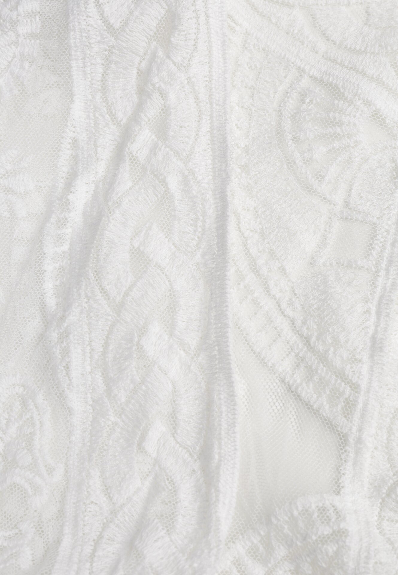 Biały Kardigan Ażurowa Narzutka z Materiałowym Paskiem Arisstea