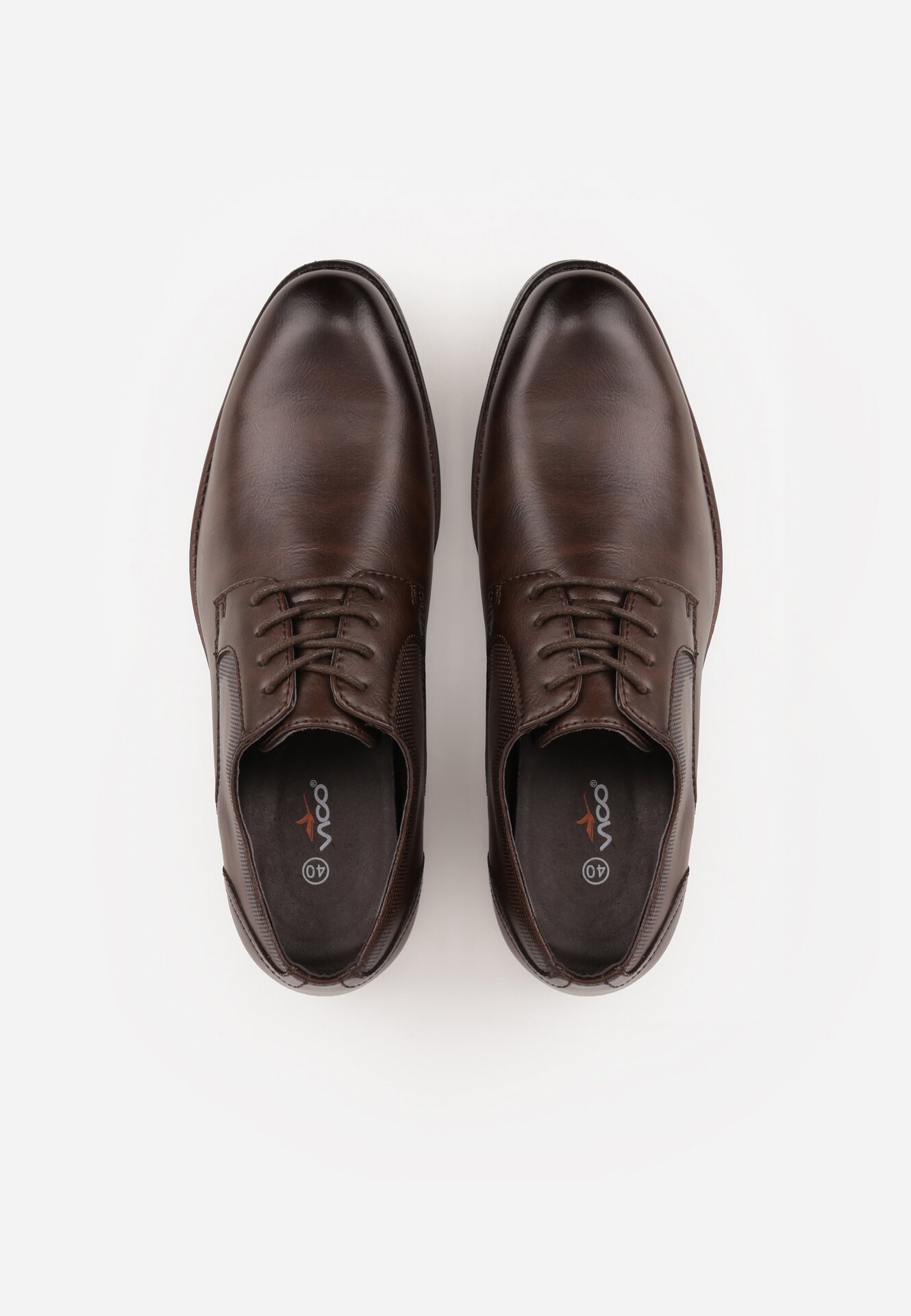 Ciemnobrązowe Eleganckie Półbuty ze Skórzaną Wkładką i Ozdobnymi Przeszyciami Iphaera