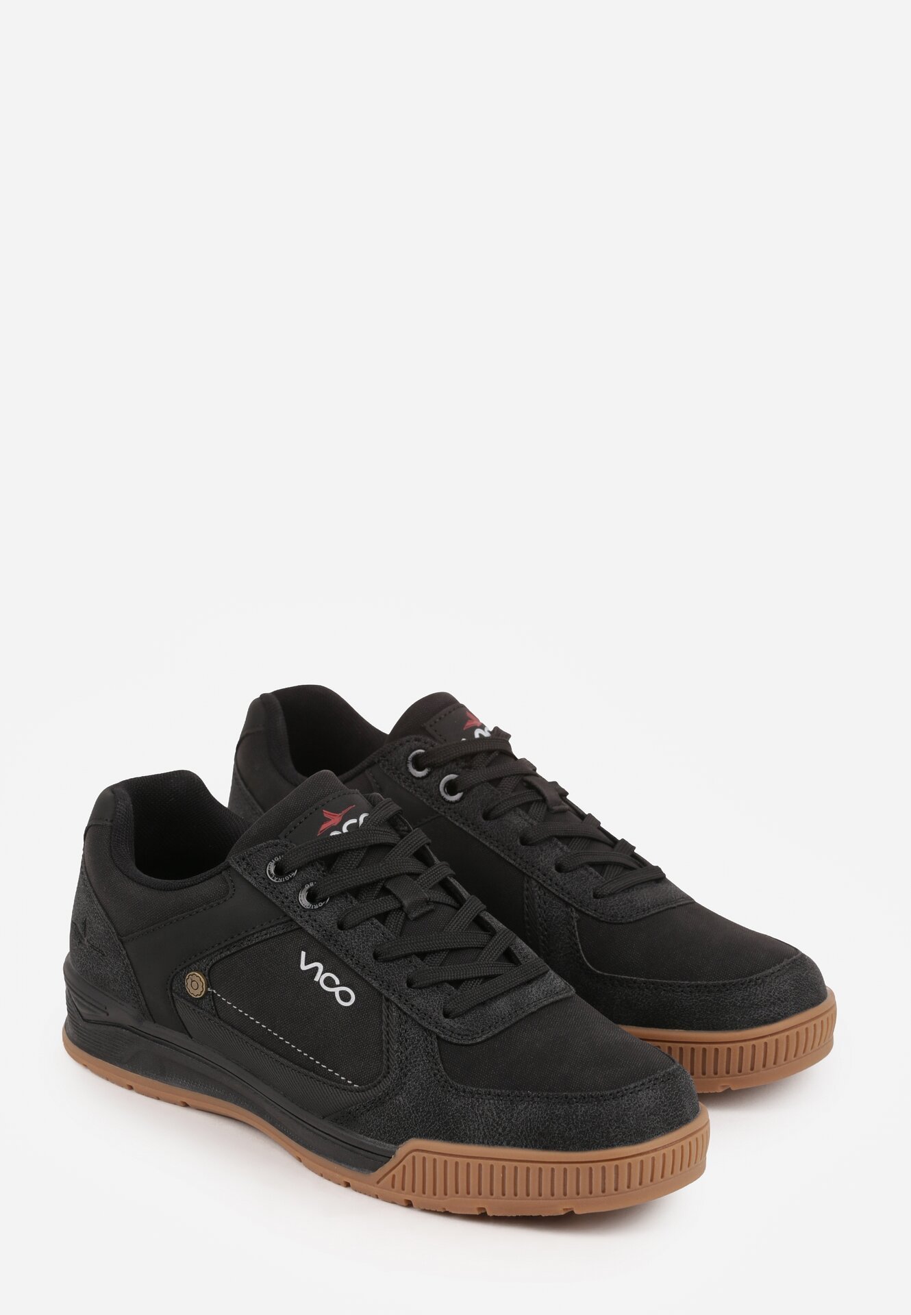 Czarne Buty Sportowe Sneakersy z Tłoczeniem i Napisem Kassonia