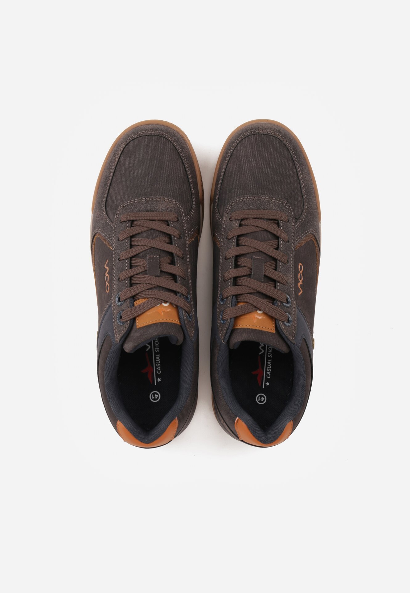 Brązowe Buty Sportowe Sneakersy z Tłoczeniem i Napisem Kassonia