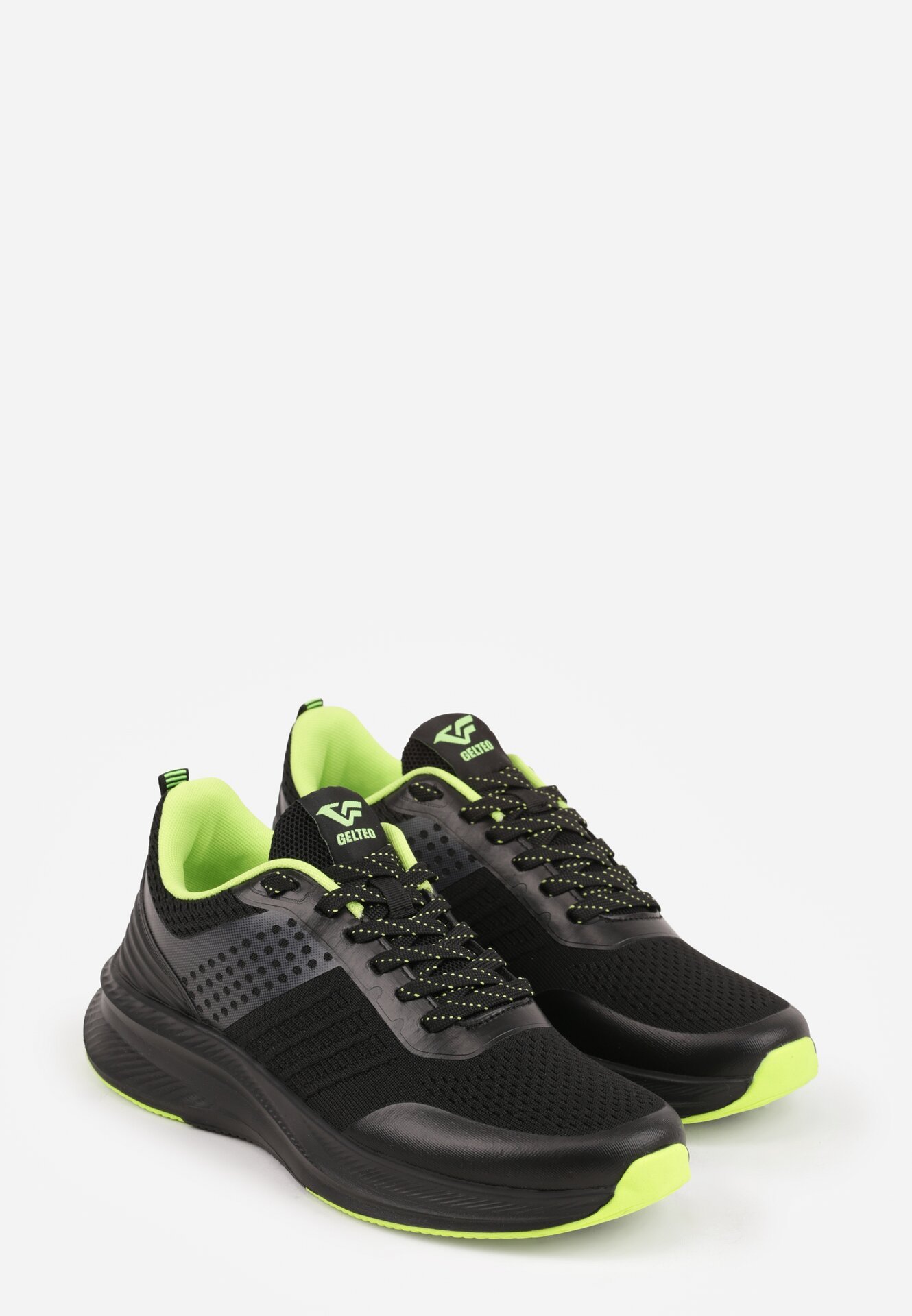 Czarno-Zielone Buty Sportowe Sneakersy z Tłoczonym Wzorem Ashavera