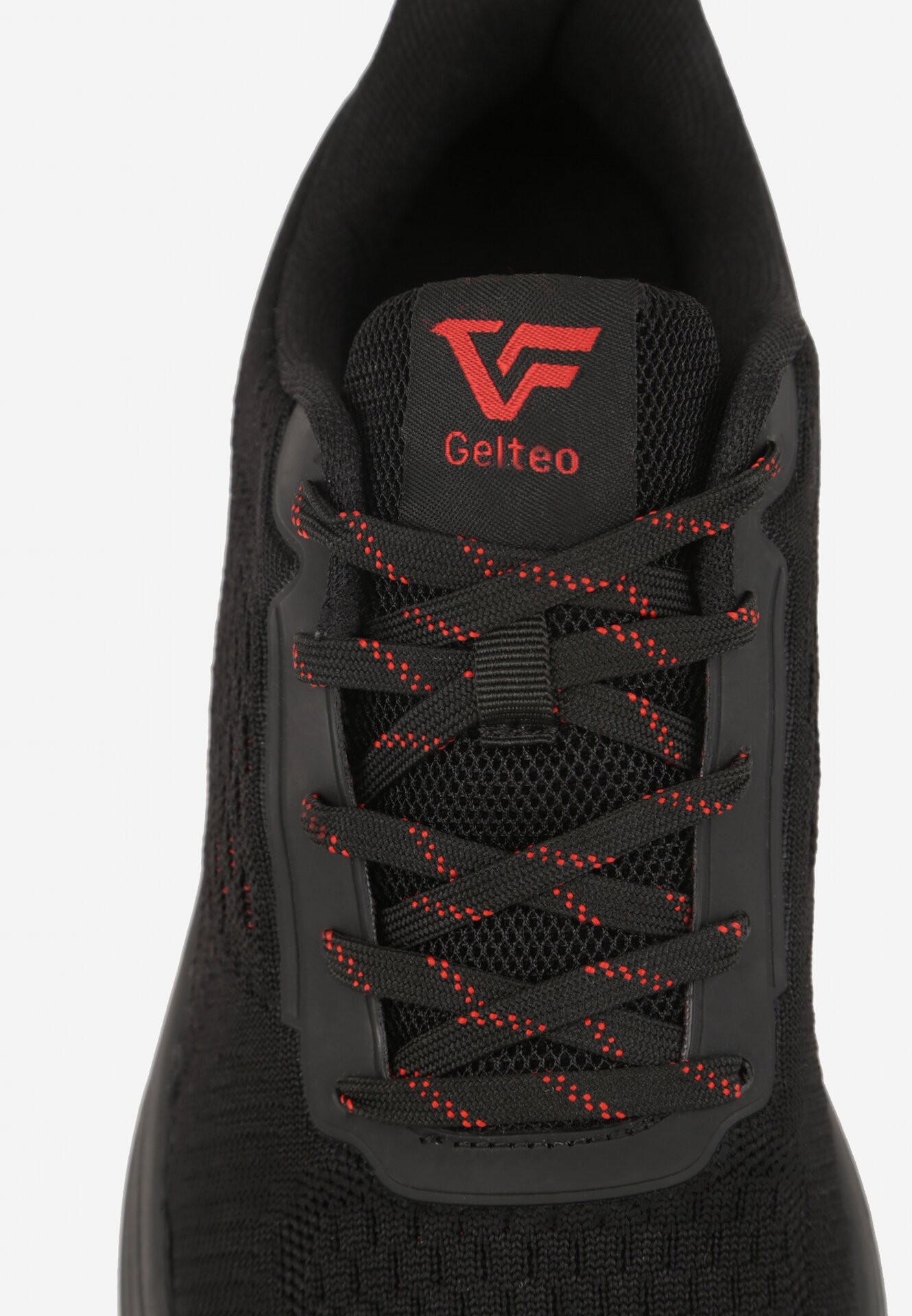 Czarno-Czerwone Buty Sportowe Sneakersy na Tłoczonej Podeszwie z Napisem Hesehe