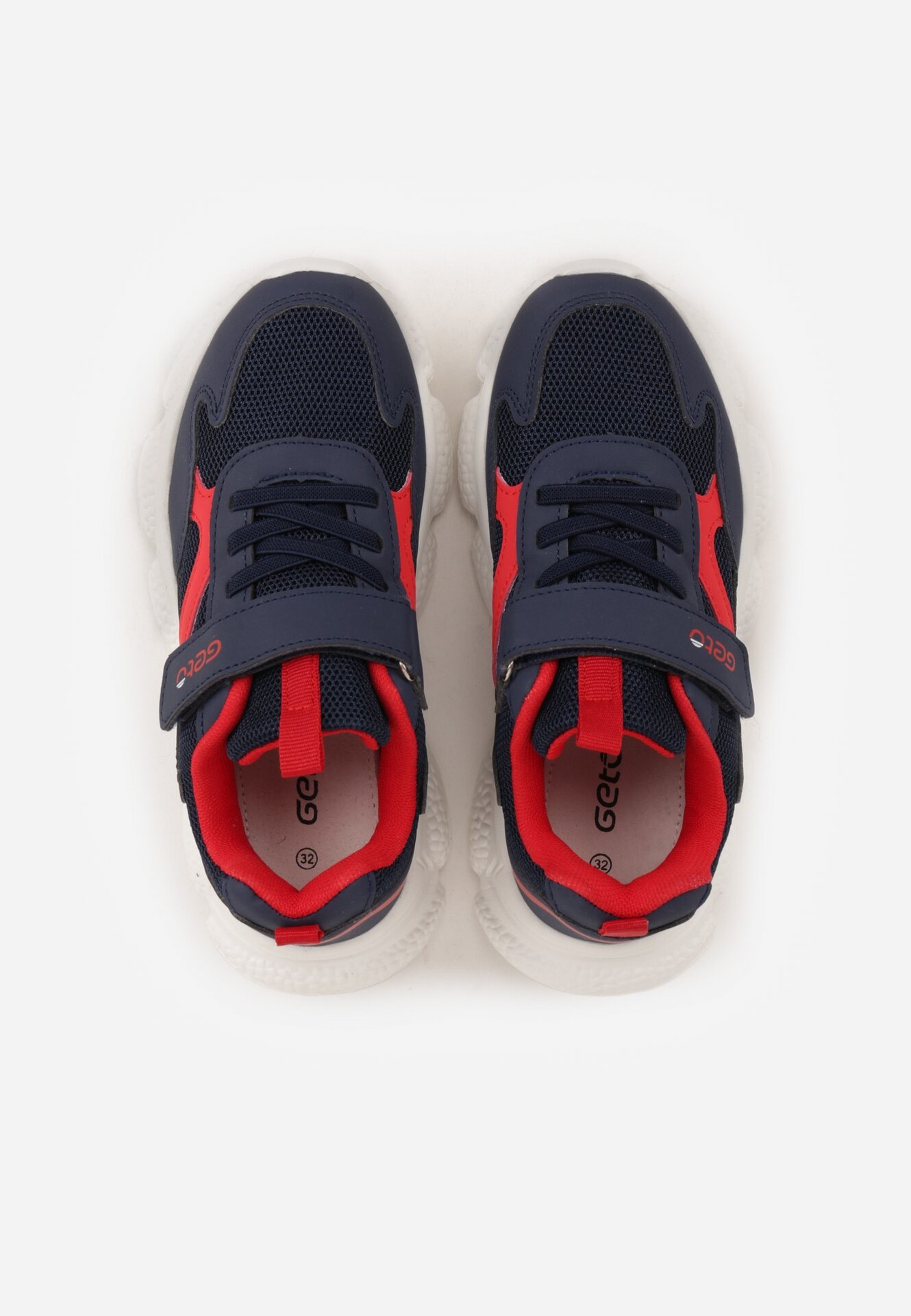 Niebiesko-Czerwone Buty Sportowe Sneakersy na Grubej Tłoczonej Podeszwie z Napisem Ziffish