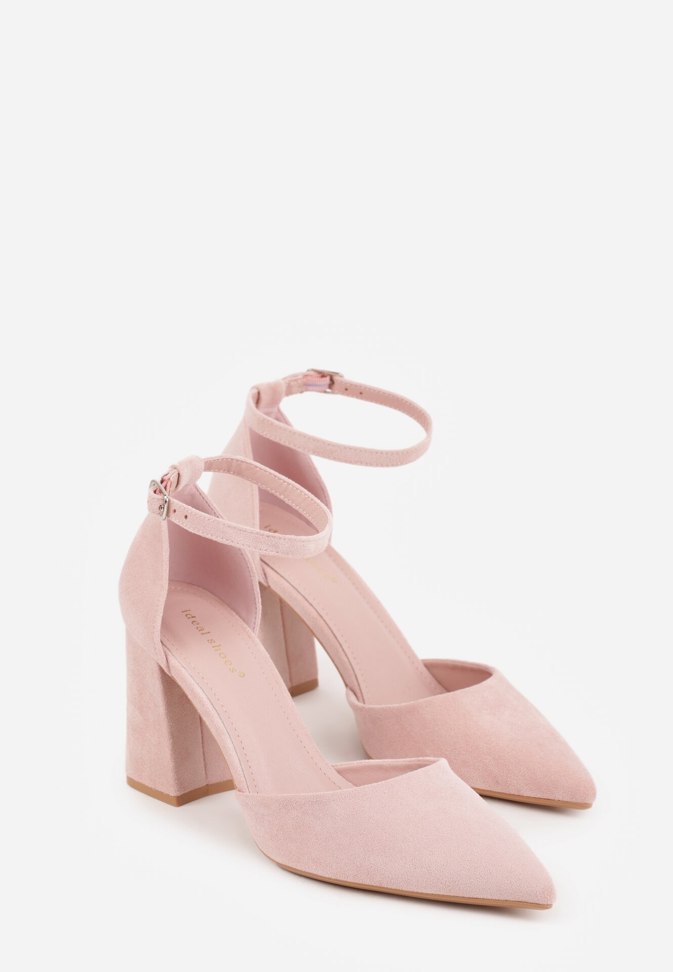 Różowe Czółenka z Imitacji Zamszu na Słupku z Noskiem w Szpic Violetto