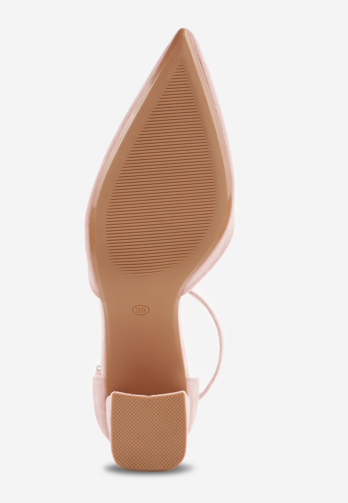 Różowe Czółenka z Imitacji Zamszu na Słupku z Noskiem w Szpic Violetto