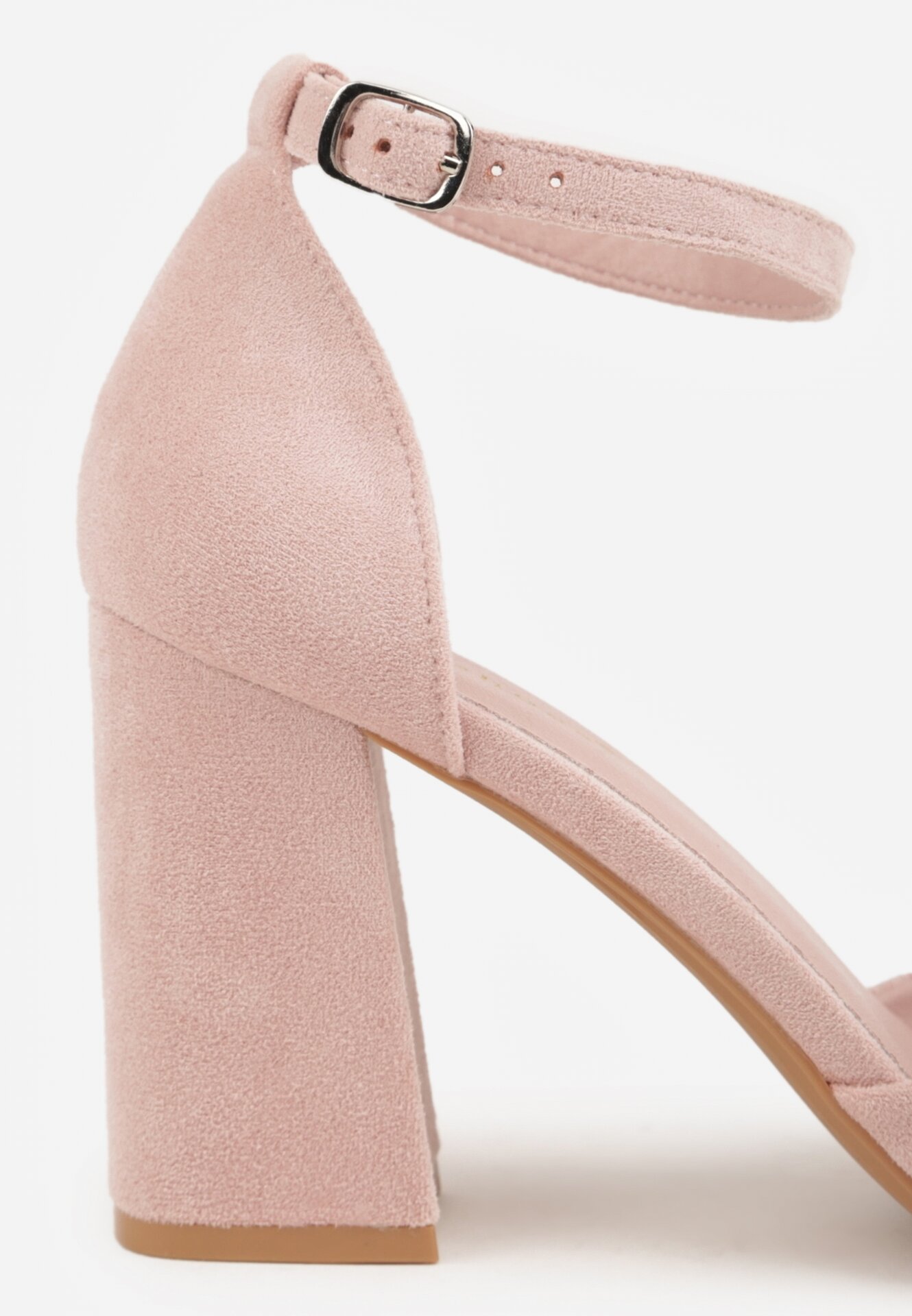 Różowe Czółenka z Imitacji Zamszu na Słupku z Noskiem w Szpic Violetto