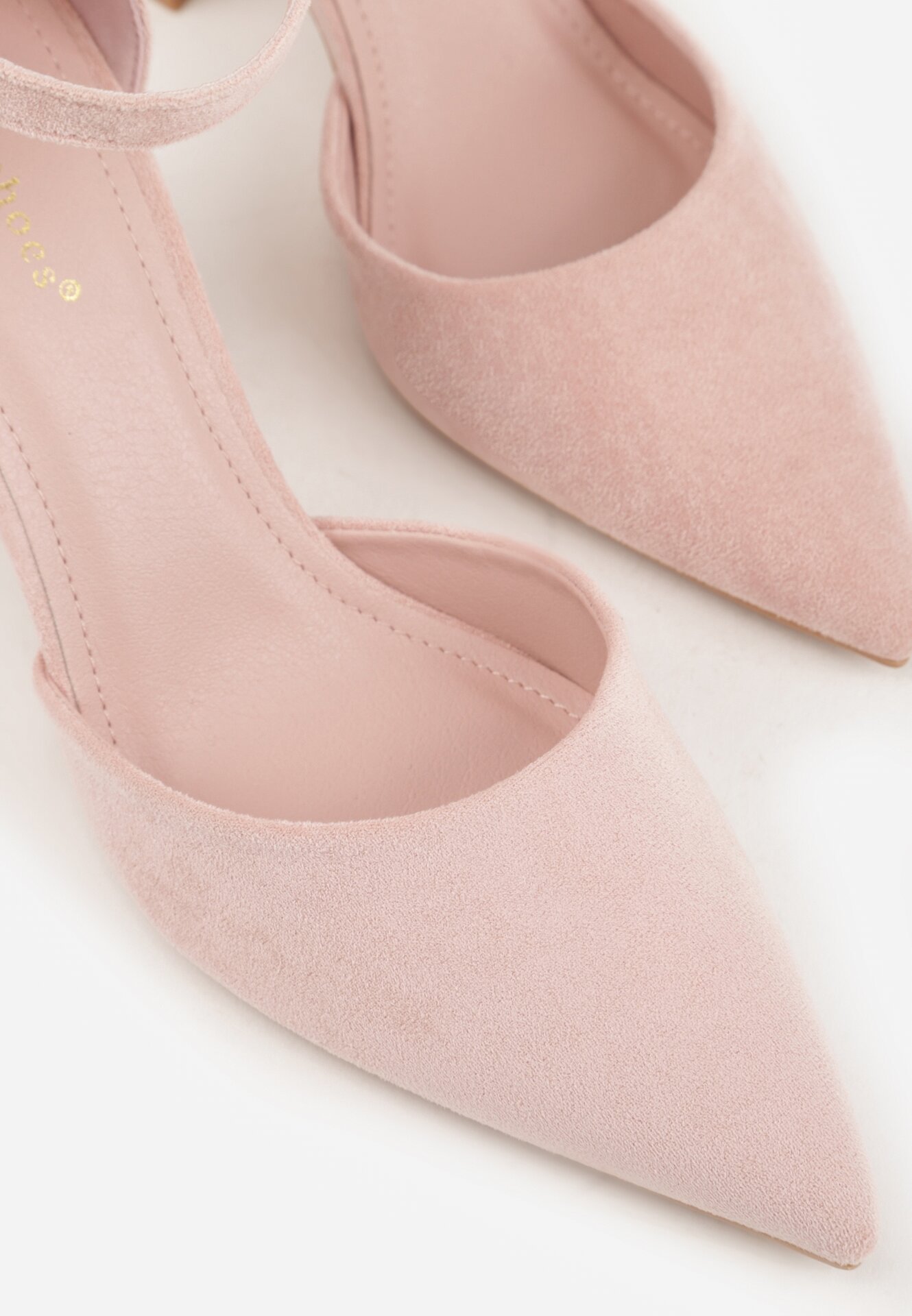 Różowe Czółenka z Imitacji Zamszu na Słupku z Noskiem w Szpic Violetto