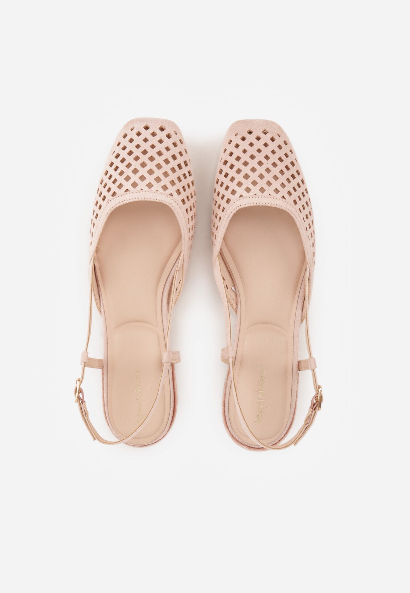 Różowe Ażurowe Baleriny z Paskiem z Klamerką i Kwadratowym Noskiem Veradisa