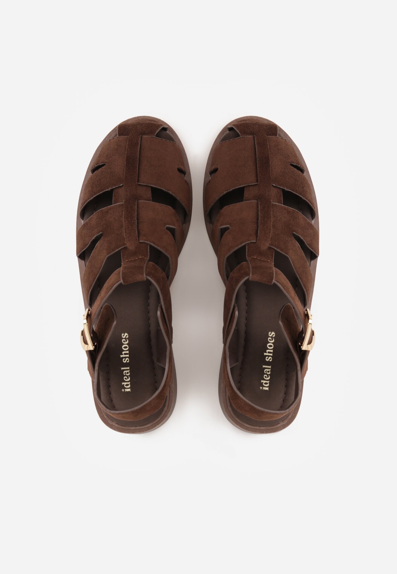 Brązowe Sandały Gladiatorki z Zapięciem na Klamerkę Chisttema