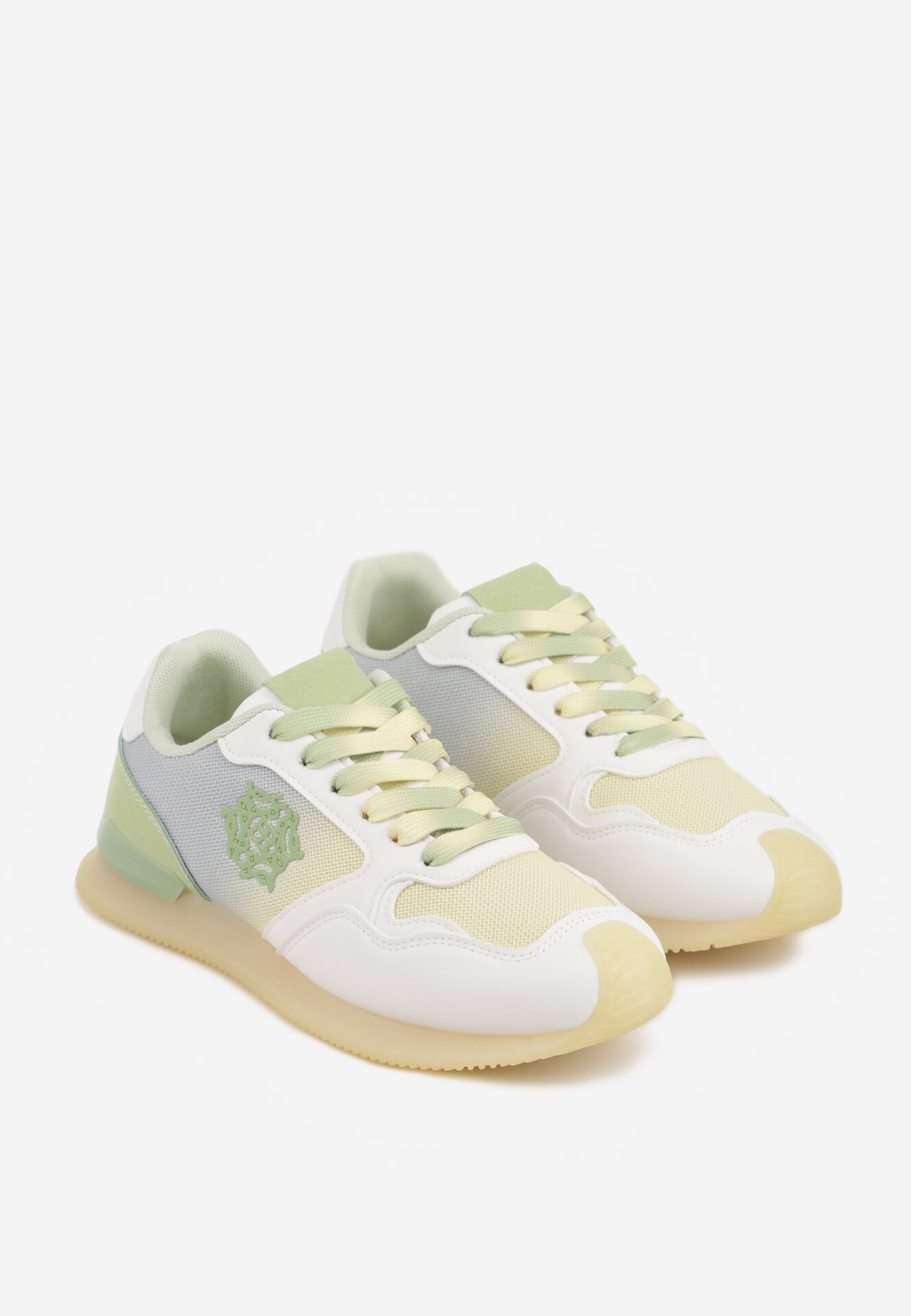 Żółte Casualowe Sneakersy z Ozdobnymi Przeszyciami Chlylee