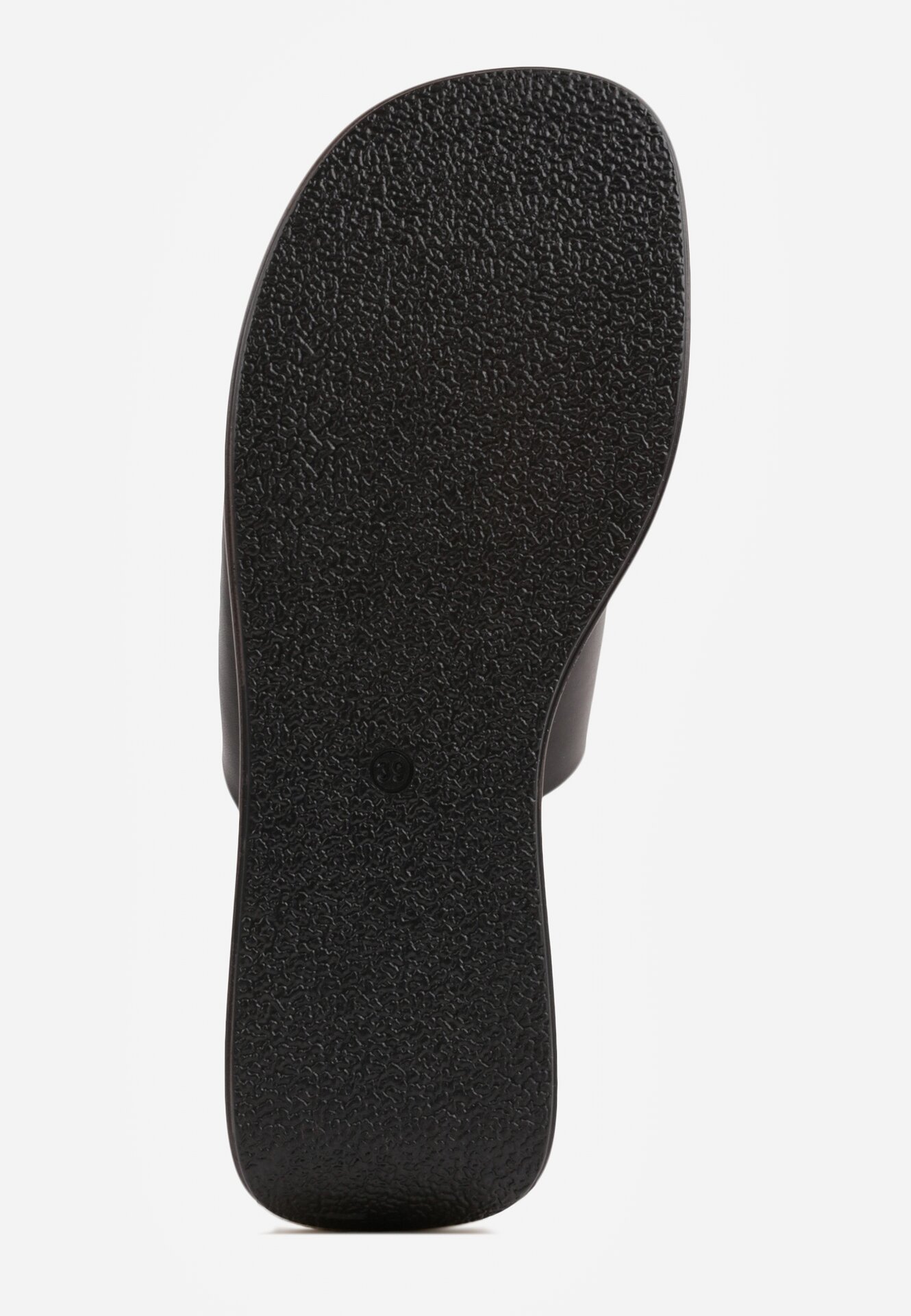 Czarne Klapki Drewniaki na Koturnie z Paskiem na Palec Triajoy