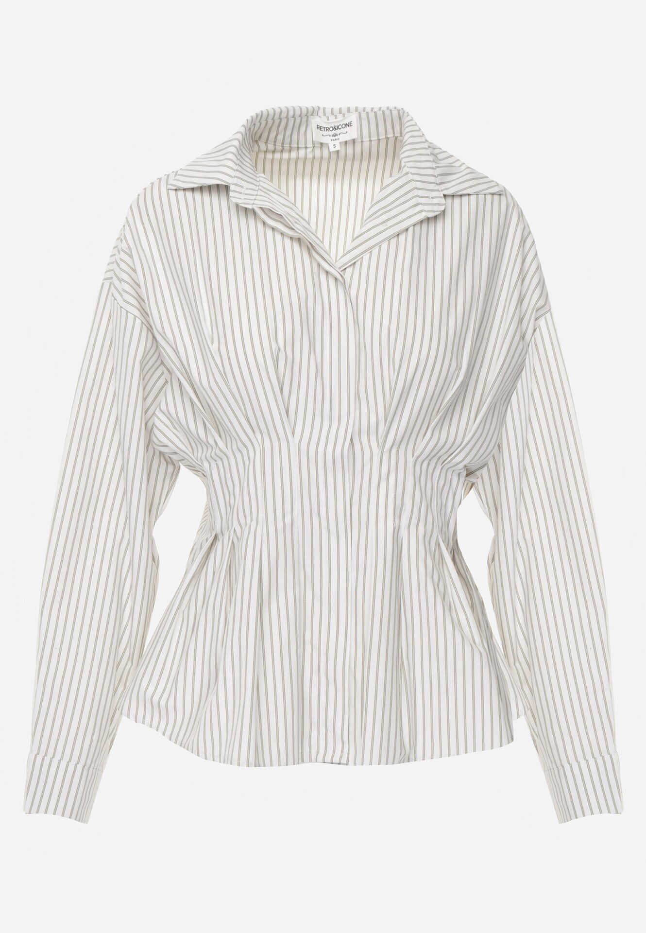 Zielona Koszula z Bawełną o Taliowanym Kroju z Baskinką w Paski Sewsana