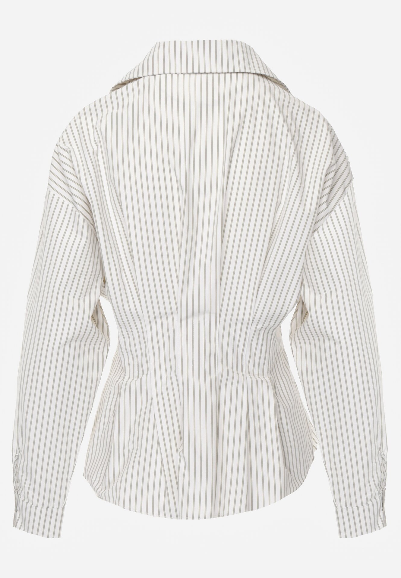 Zielona Koszula z Bawełną o Taliowanym Kroju z Baskinką w Paski Sewsana