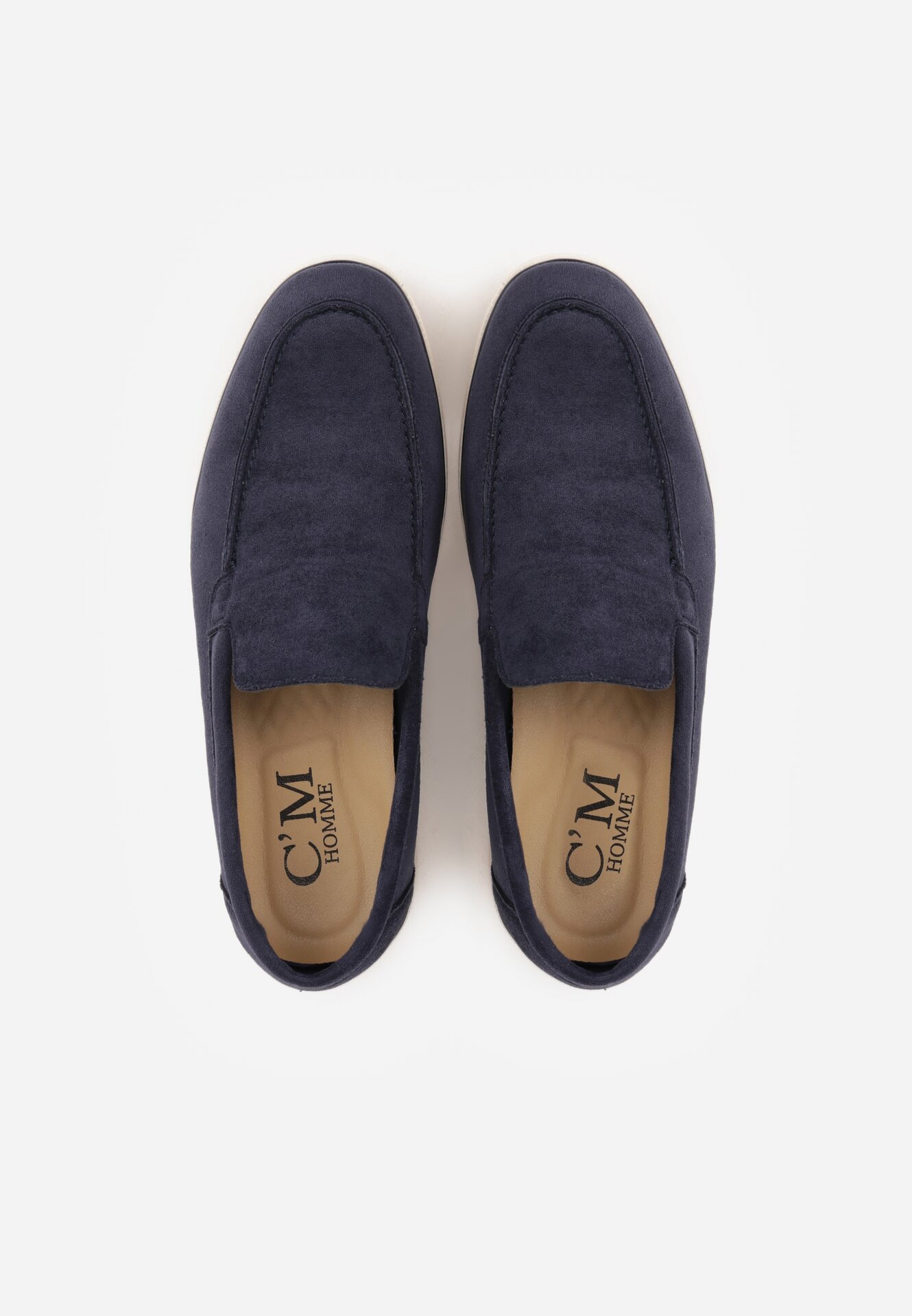 Niebieskie Wsuwane Półbuty Mokasyny z Imitacji Zamszu Bagena