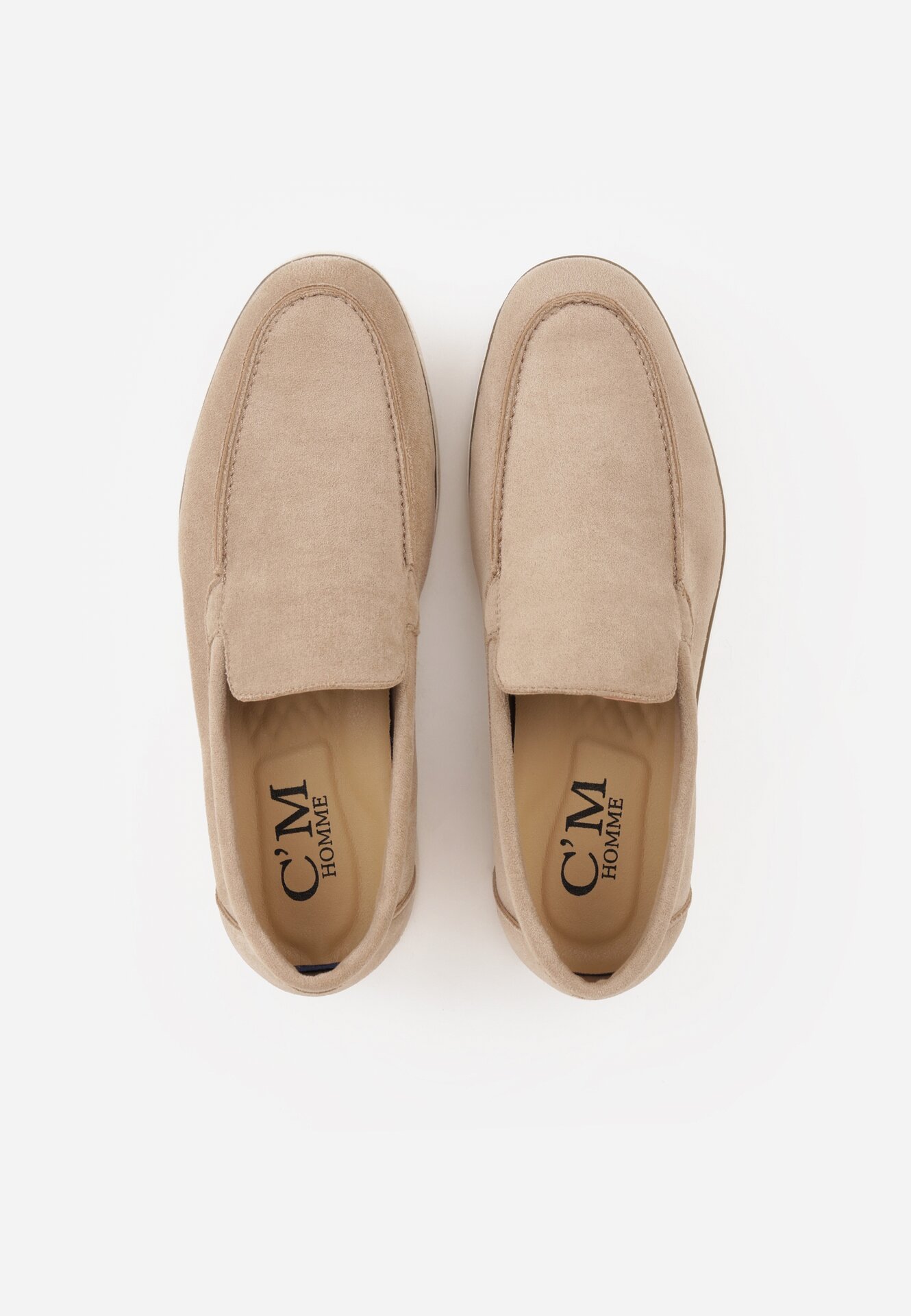 Ciemnobeżowe Wsuwane Półbuty Mokasyny z Imitacji Zamszu Bagena