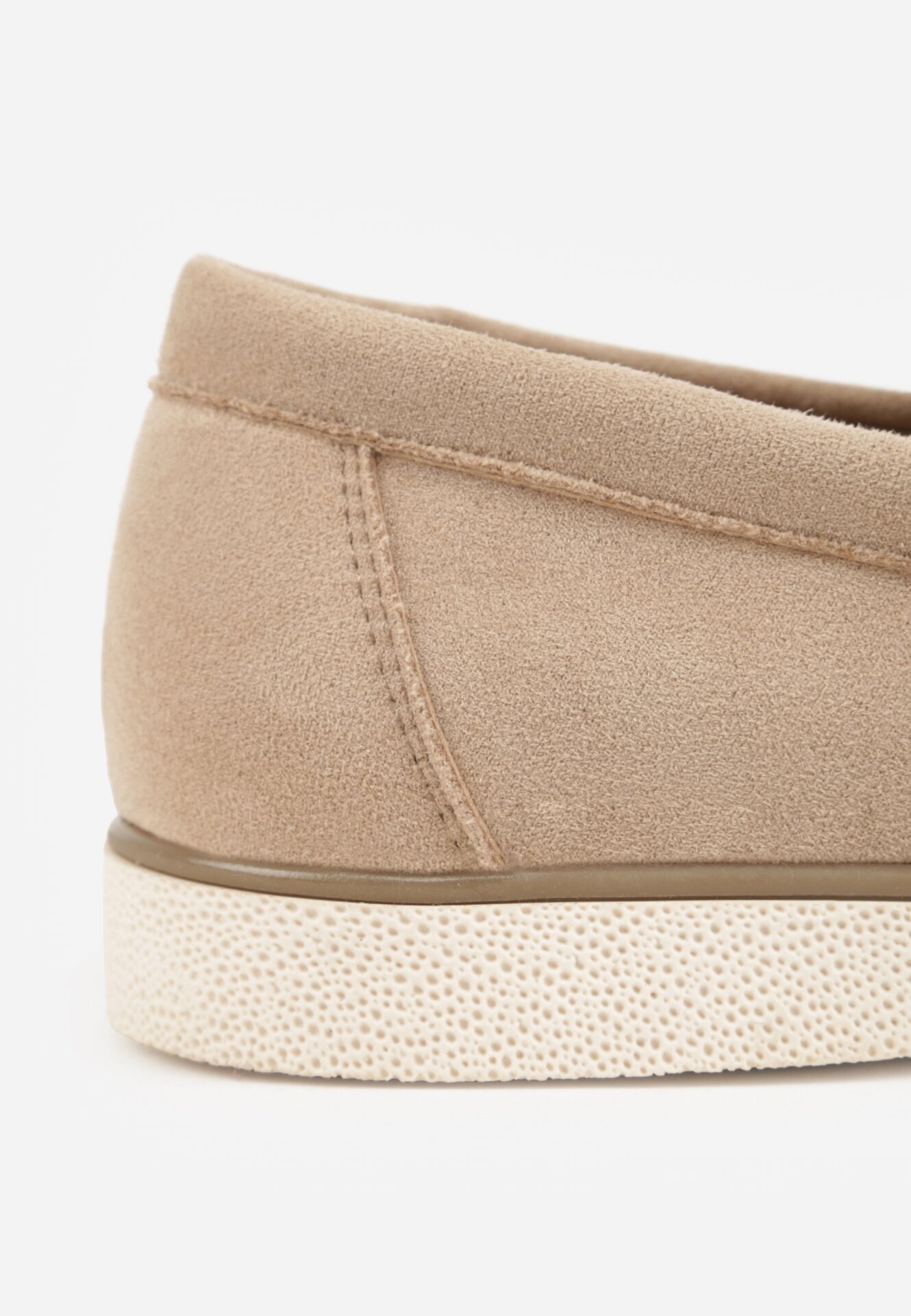 Ciemnobeżowe Wsuwane Półbuty Mokasyny z Imitacji Zamszu Bagena