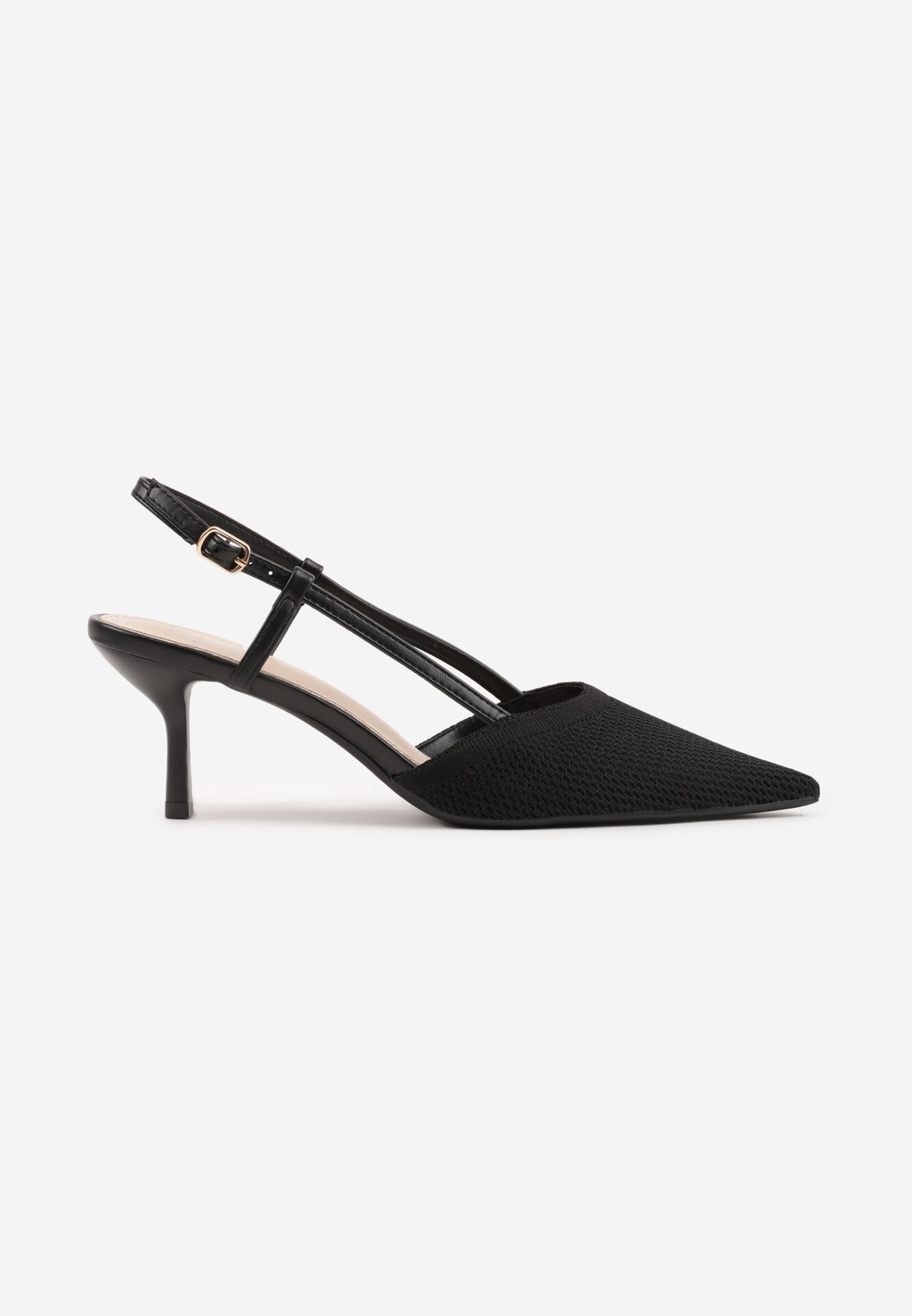 Czarne Sandały na Szpilce z Odkrytą Piętą i Ażurowym Wzorem Kervidia