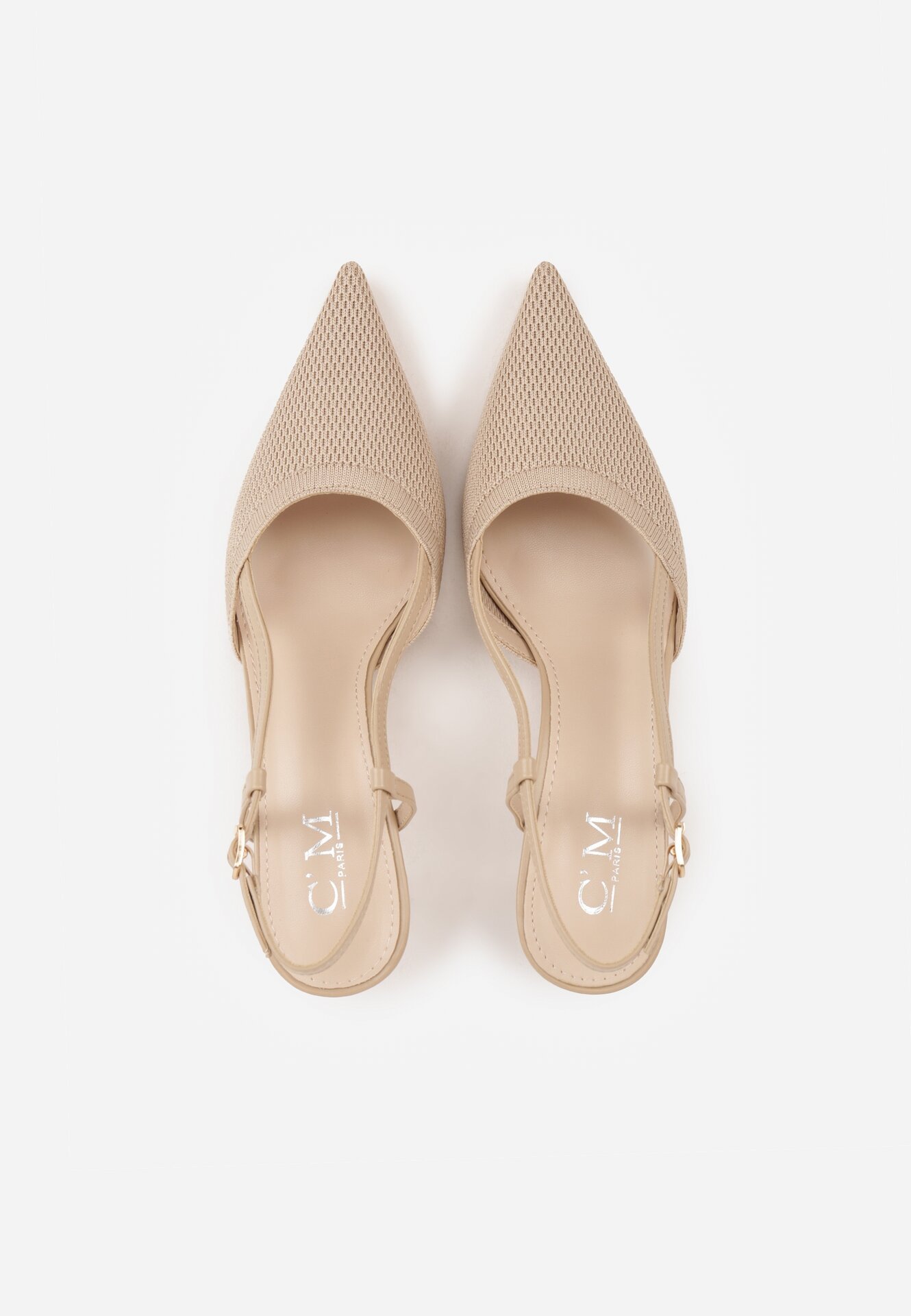 Beżowe Sandały na Szpilce z Odkrytą Piętą i Ażurowym Wzorem Kervidia