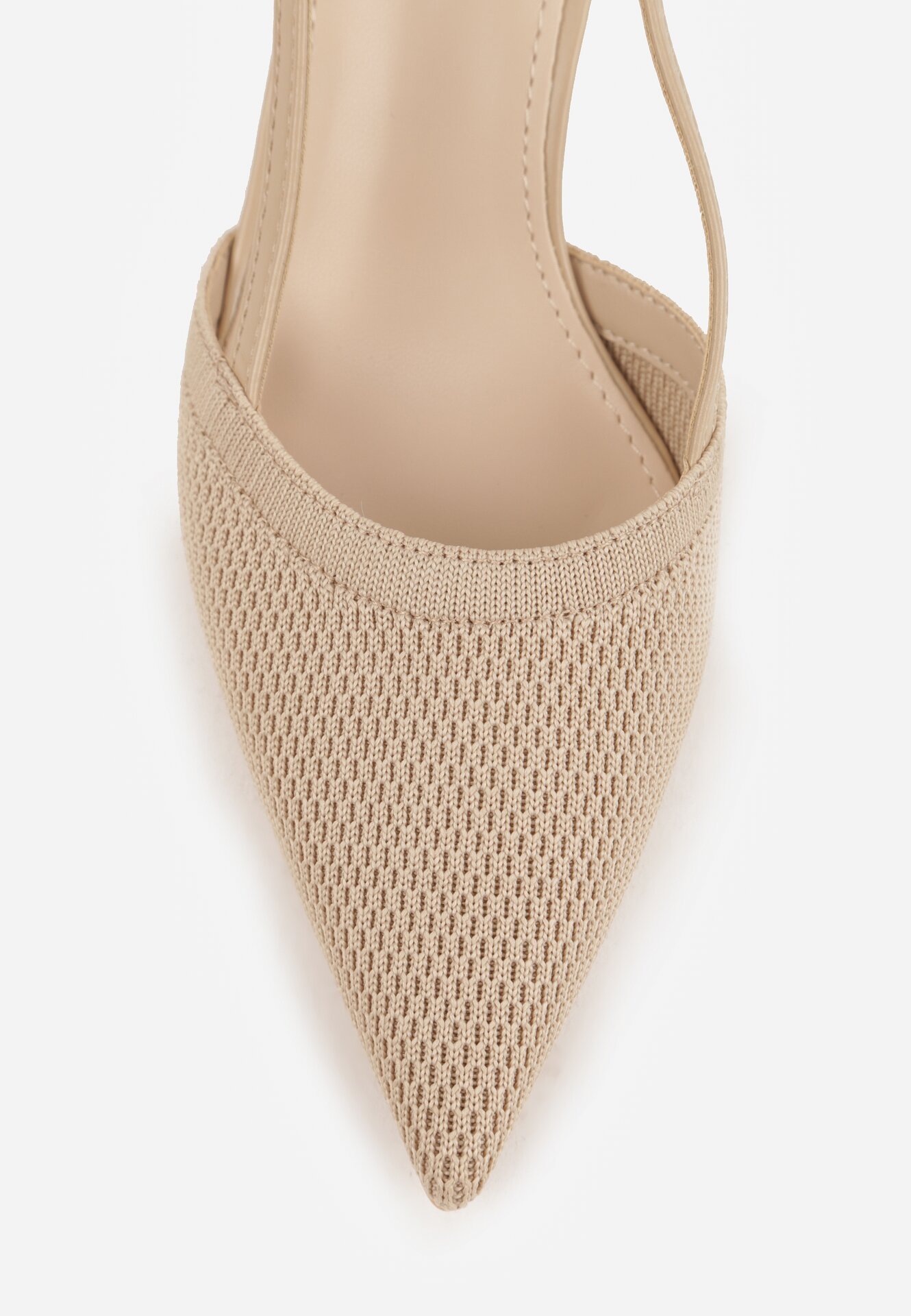 Beżowe Sandały na Szpilce z Odkrytą Piętą i Ażurowym Wzorem Kervidia