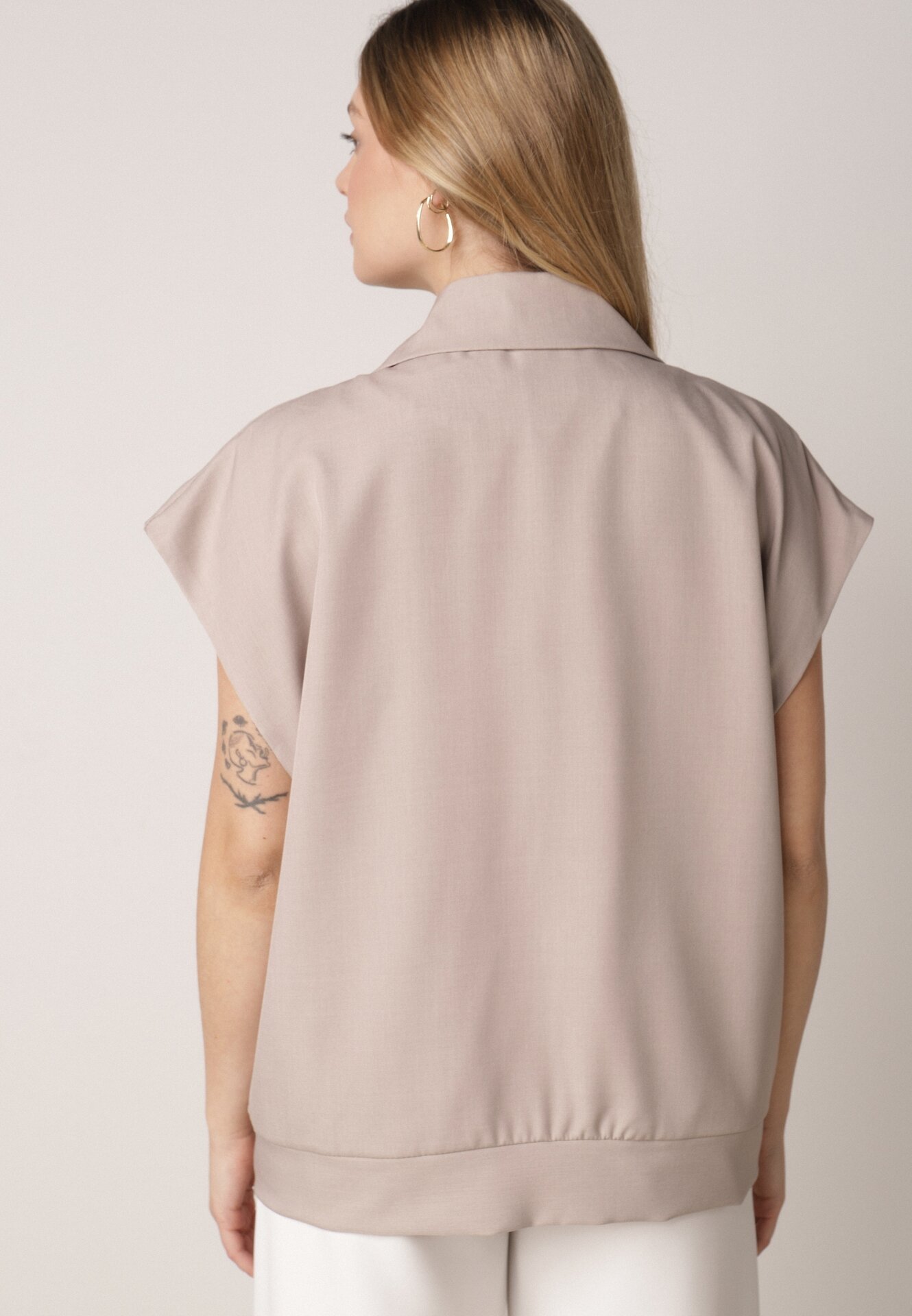 Beżowa Garniturowa Kamizelka Oversize z Dwurzędowym Zapięciem Edriana