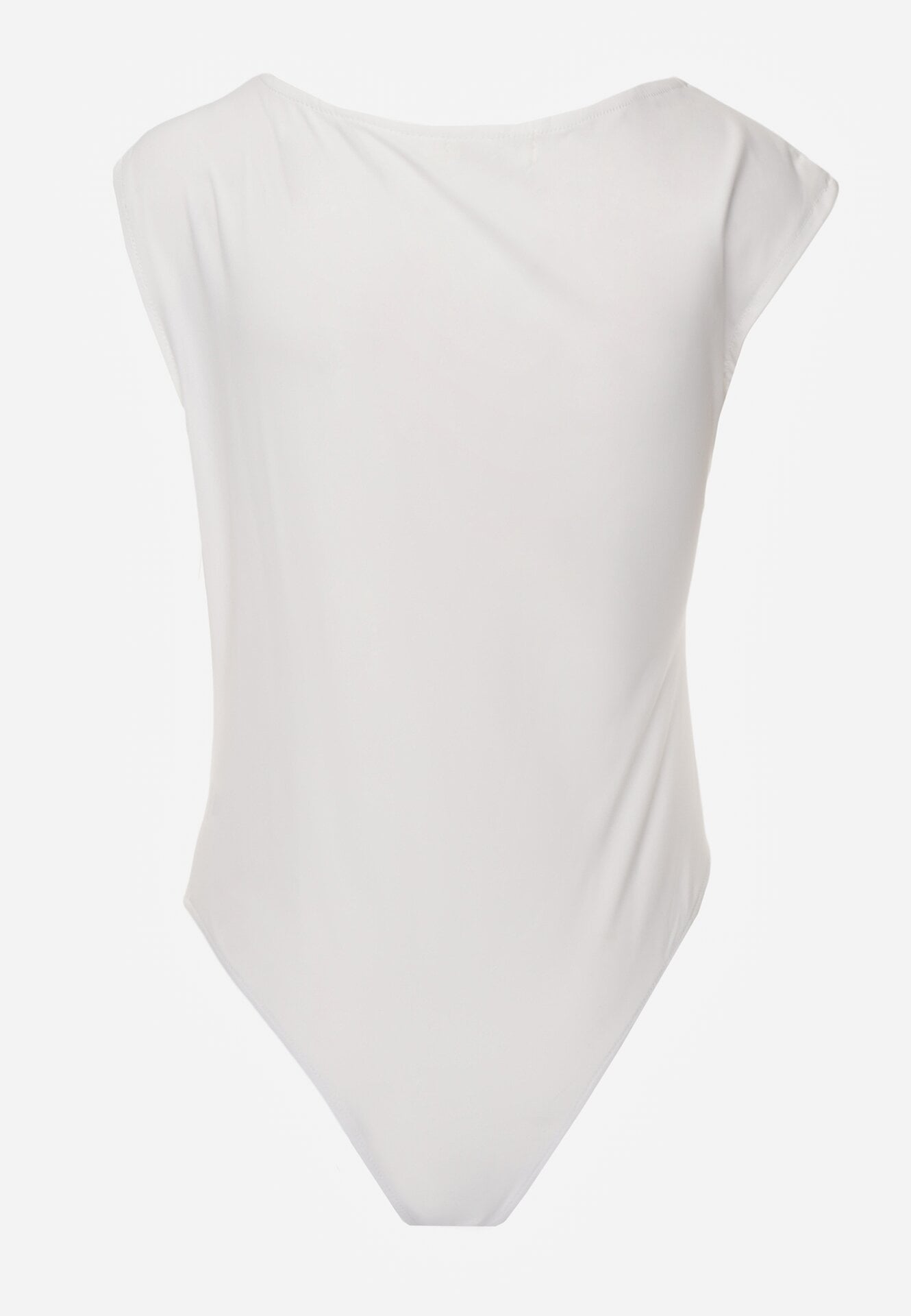 Białe Asymetryczne Body Ozdobione Marszczeniem Dinida