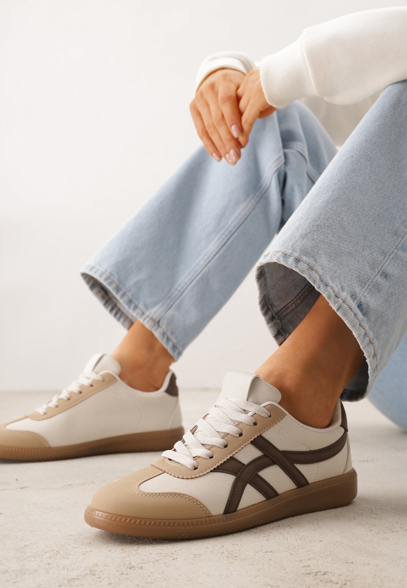 Sneakers Bej cu maro