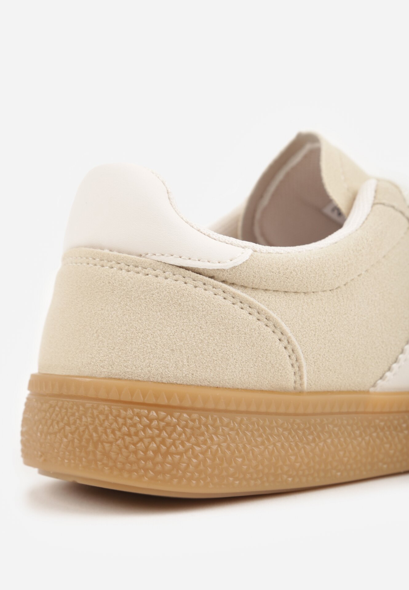 Beżowe Sneakersy na Kauczukowej Podeszwie z Geometrycznym Motywem Vikioria