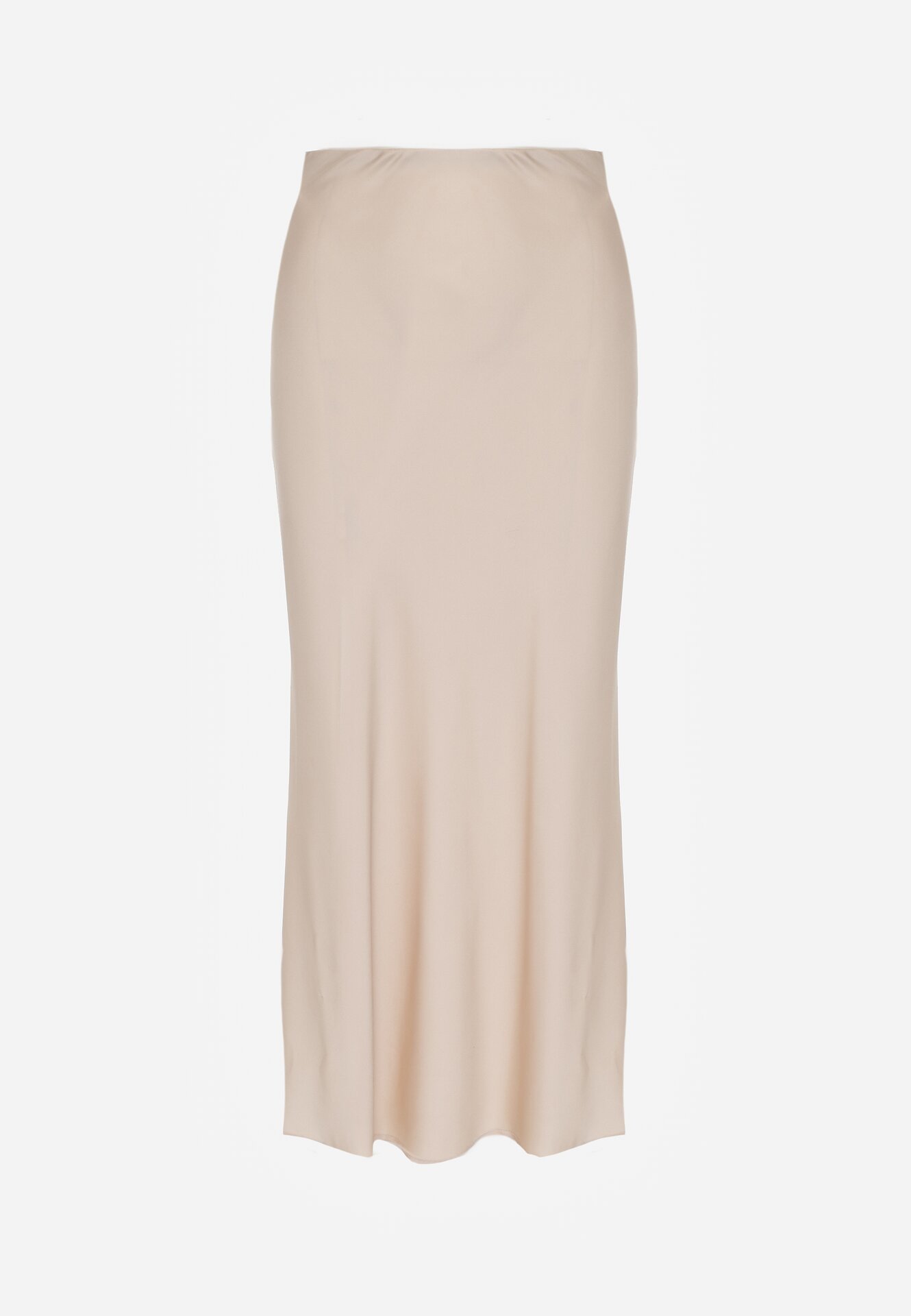 Beżowa Satynowa Spódnica z Lekko Rozkloszowanym Dołem  Zinnemira