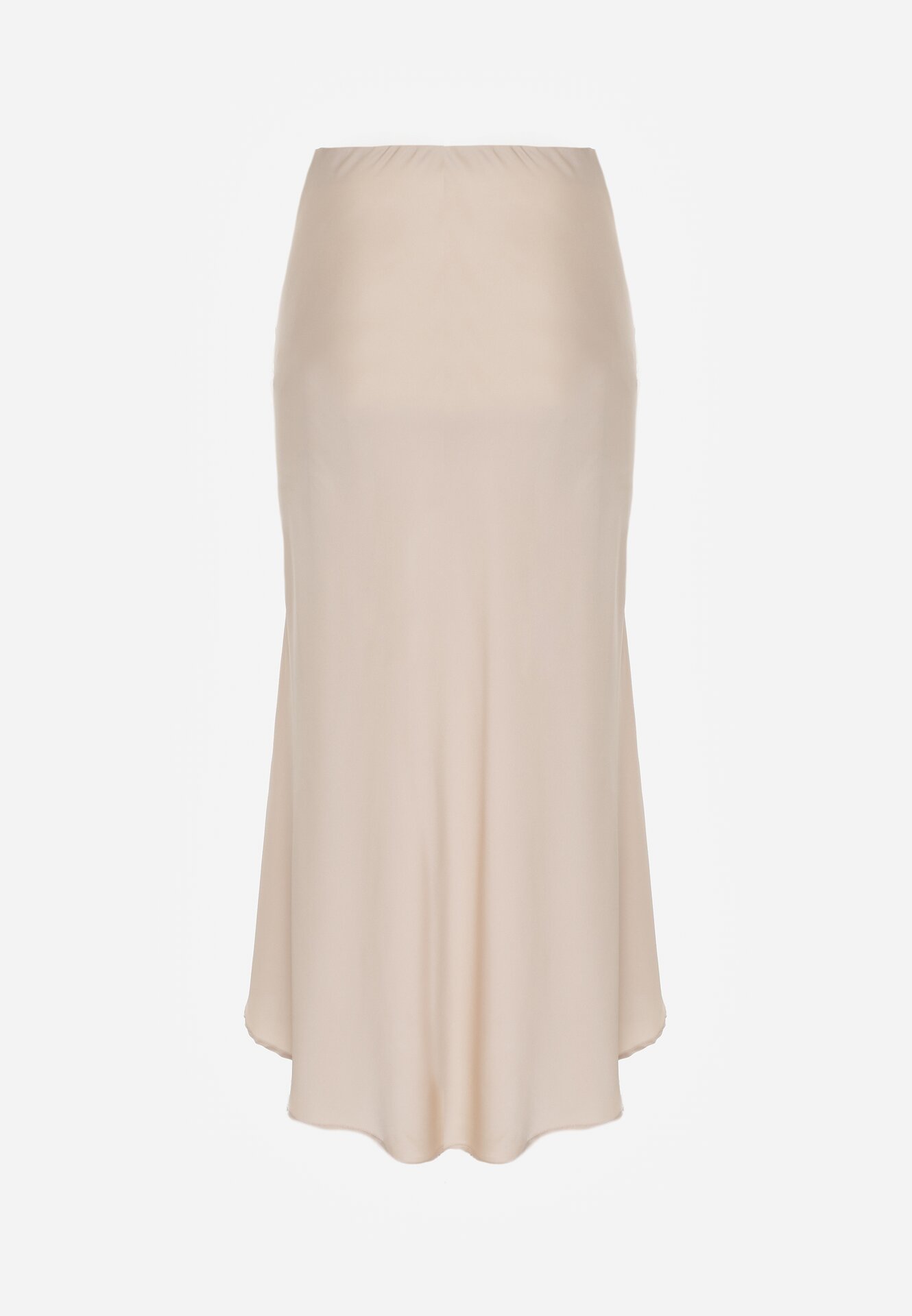 Beżowa Satynowa Spódnica z Lekko Rozkloszowanym Dołem  Zinnemira