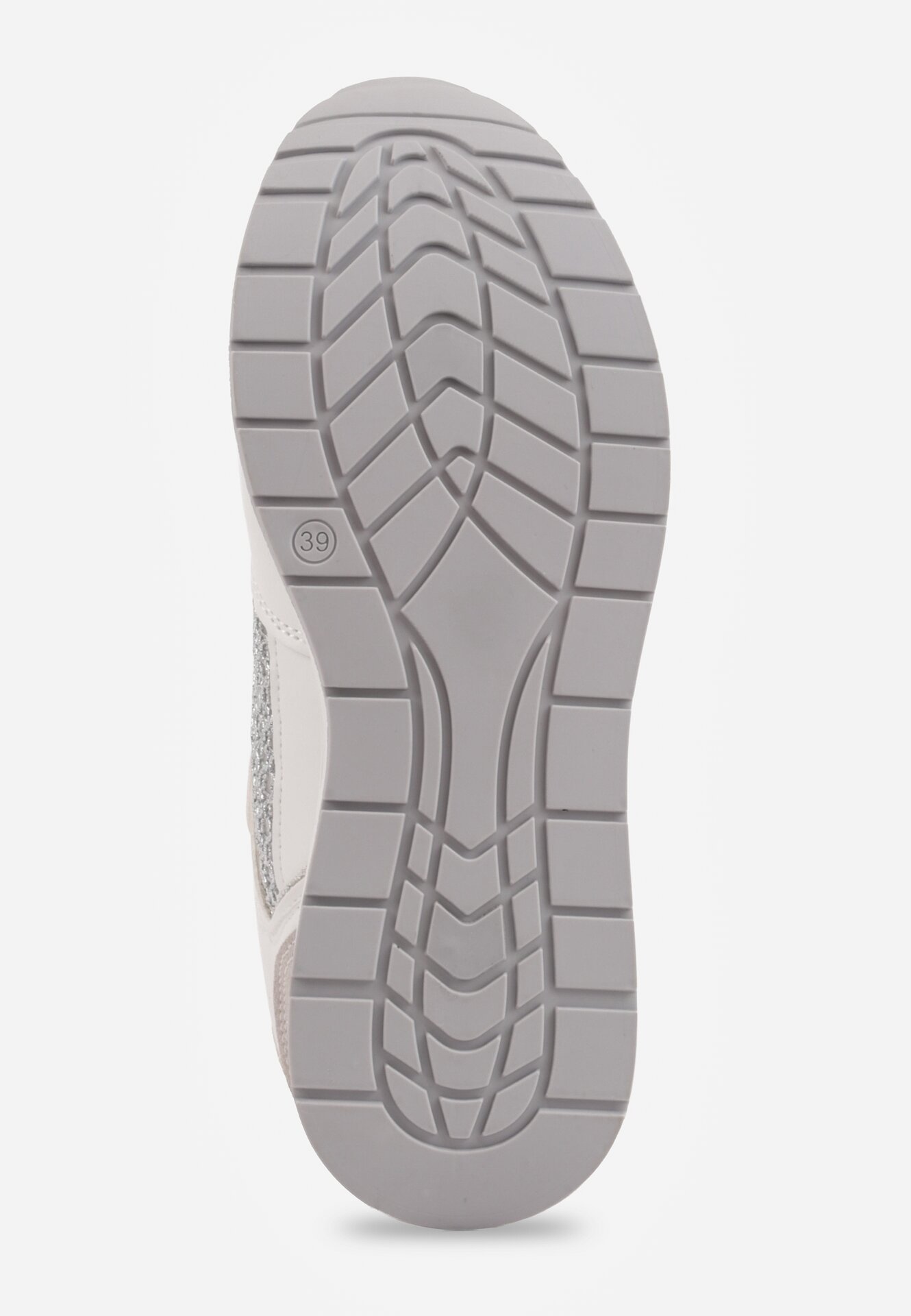 Białe Sneakersy na Grubej Podeszwie z Siateczkowymi i Metalicznymi Wstawkamu Sewtira