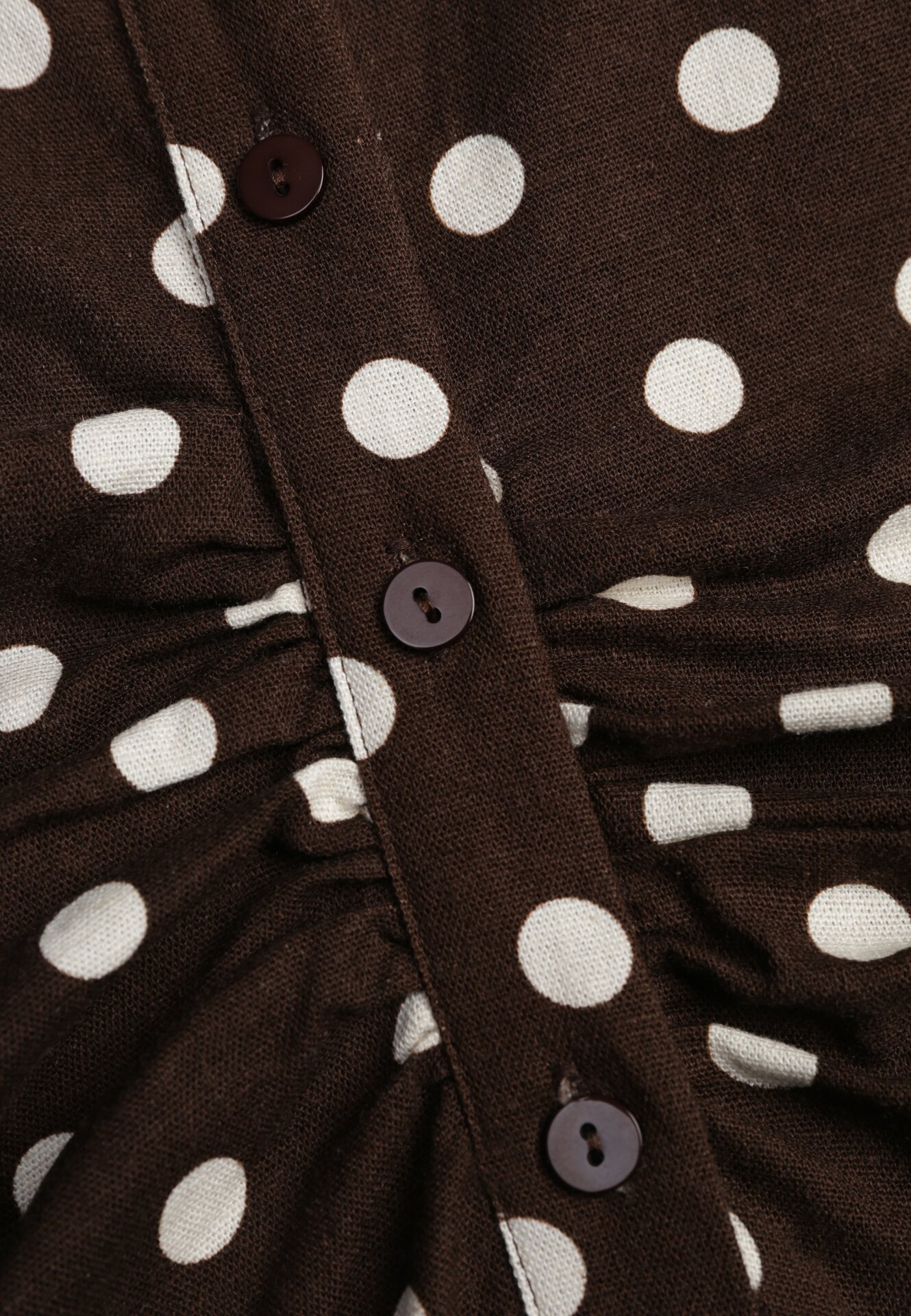 Brązowa Wiskozowa Sukienka Koszulowa z Domieszką Lnu z Marszczeniem Besirra