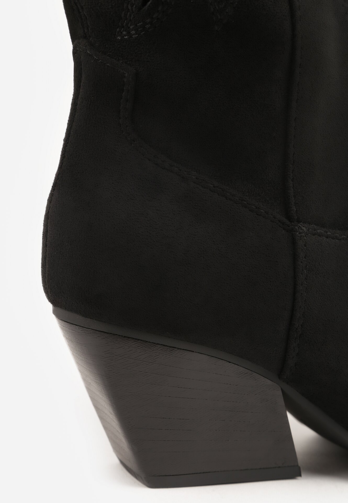 Czarne Kozaki Kowbojki na Stożkowym Obcasie z Ażurową Cholewką Tidanna