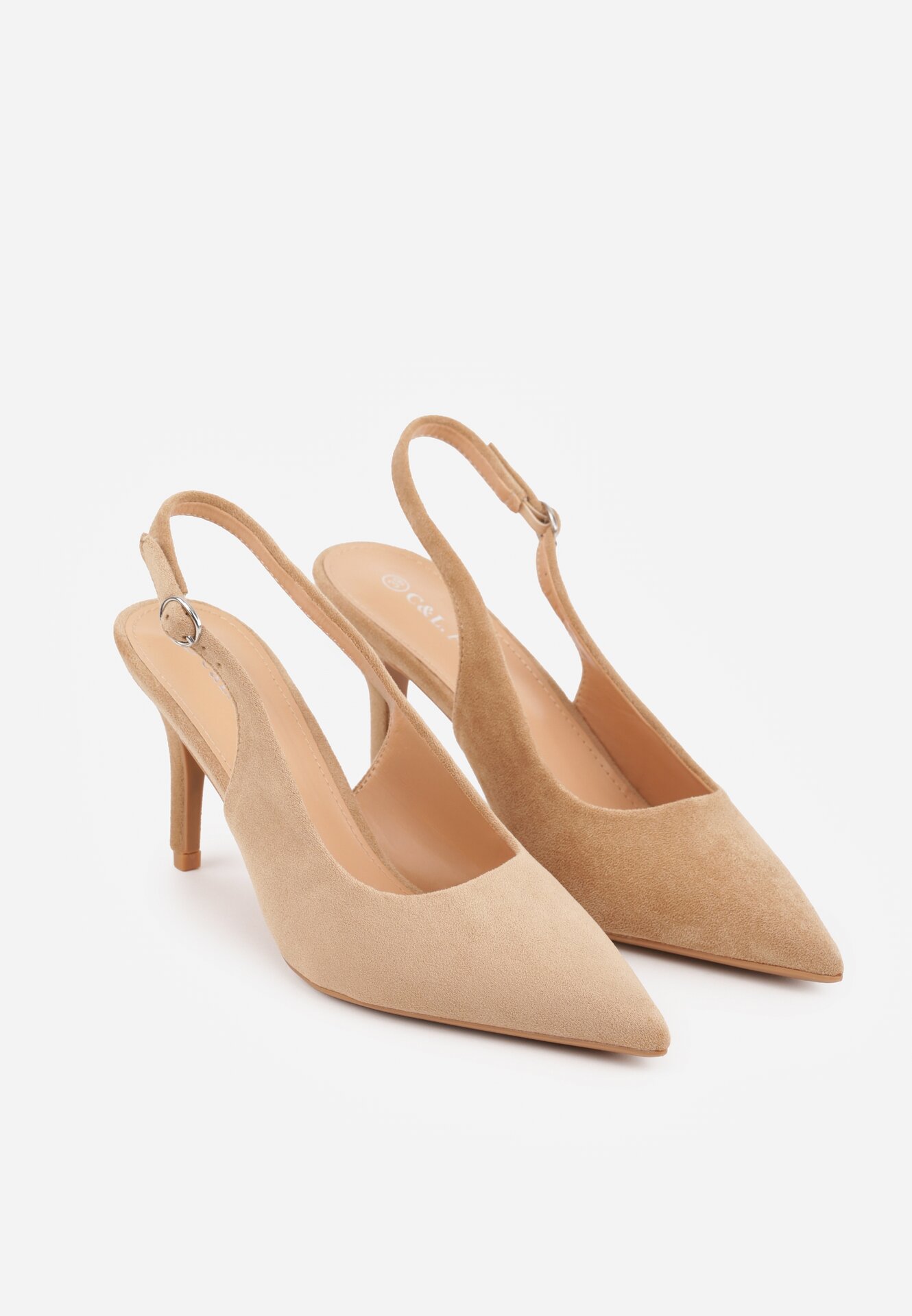 Ciemnobeżowe Sandały na Szpilce z Odkrytą Piętą Nevilianae