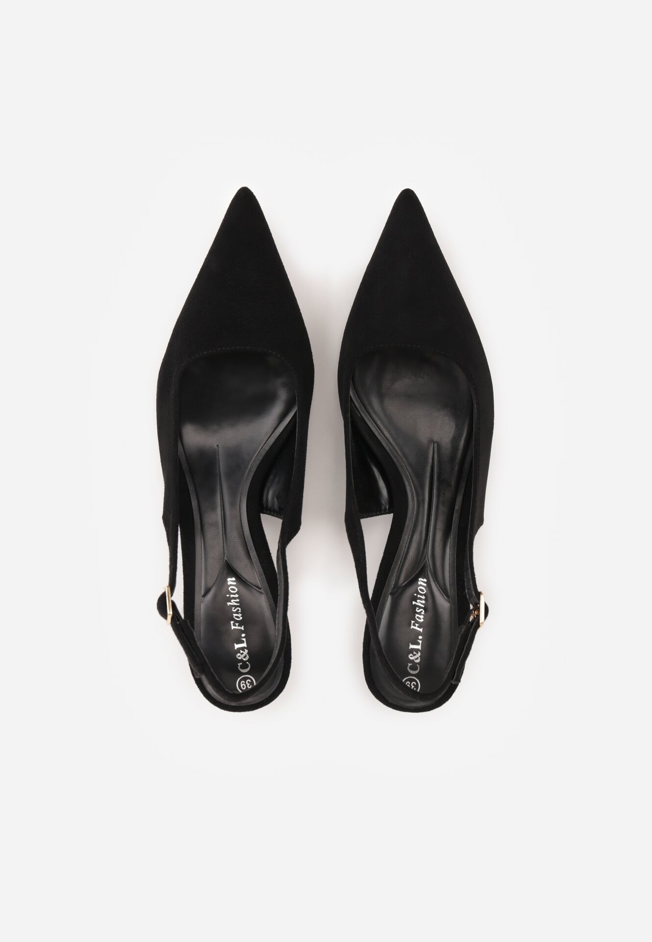 Czarne Czółenka na Szpilce Typu Kaczuszka z Odkrytą Piętą Vetiena