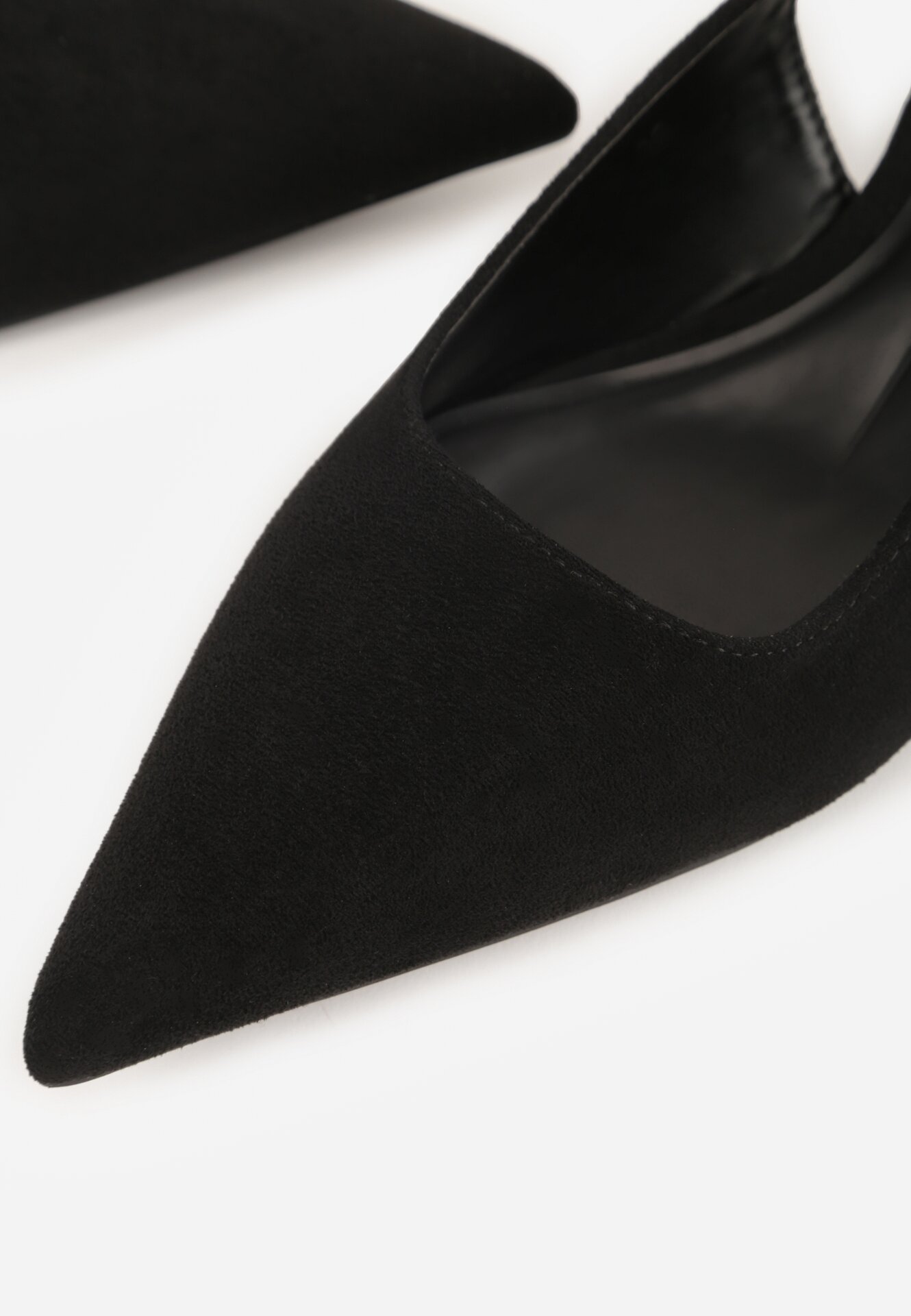 Czarne Czółenka na Szpilce Typu Kaczuszka z Odkrytą Piętą Vetiena