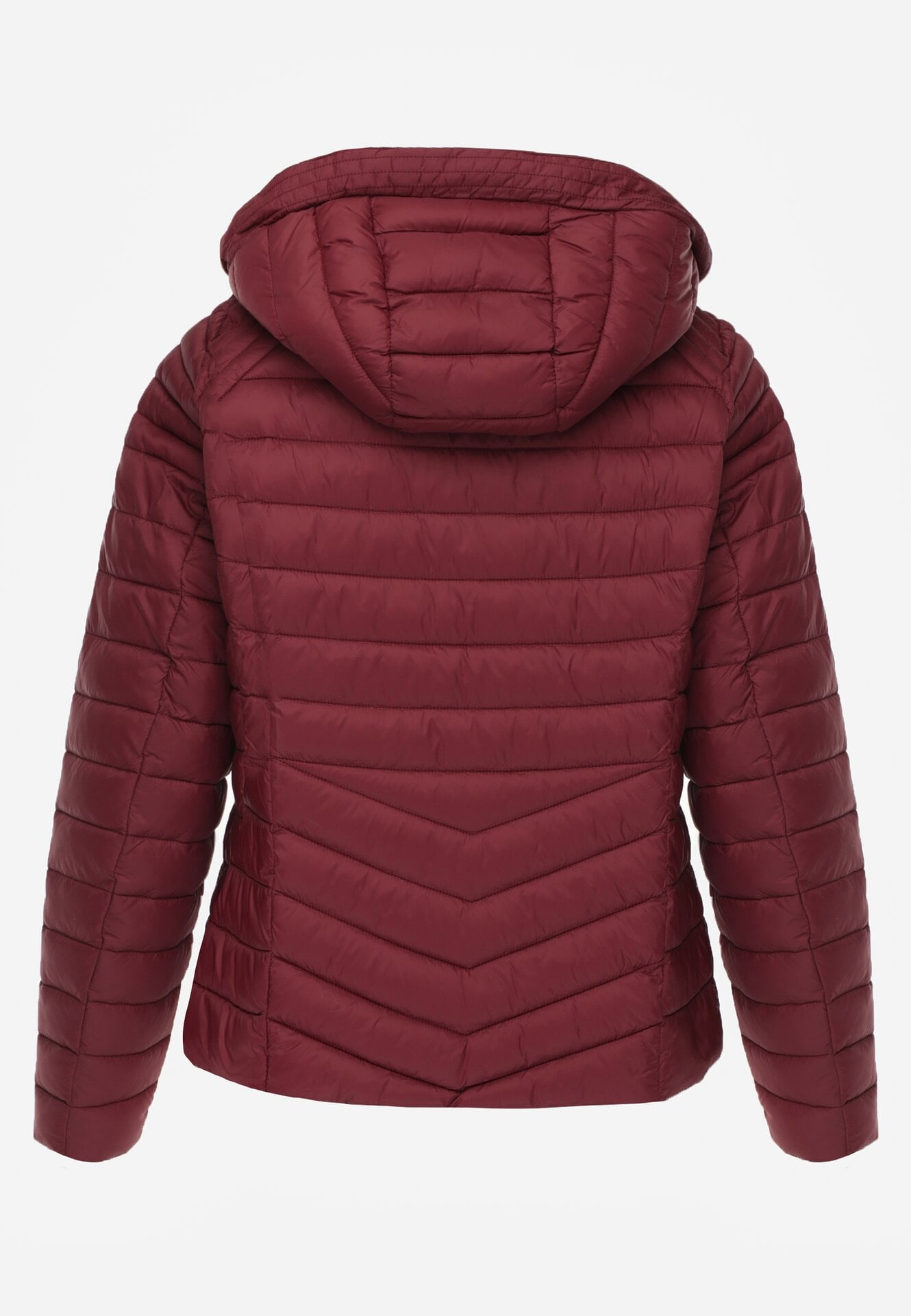 Bordowa Klasyczna Kurtka Przejściowa z Pikowaniem i Odpinanym Kapturem Pretiella