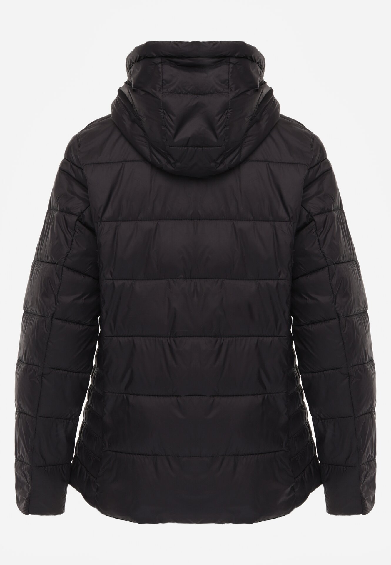 Czarna Kurtka Pikowana na Sezon Pzejściowy z Kapturem Zinnitha