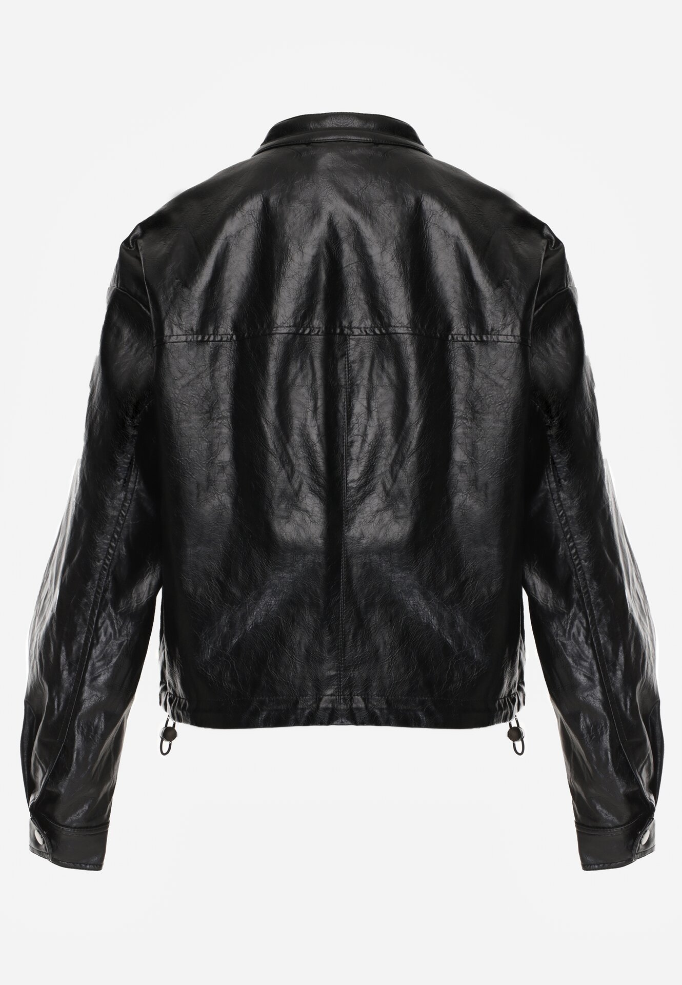 Czarna Kurtka Ramoneska Bomberka Ściągana po Bokach Salanthe