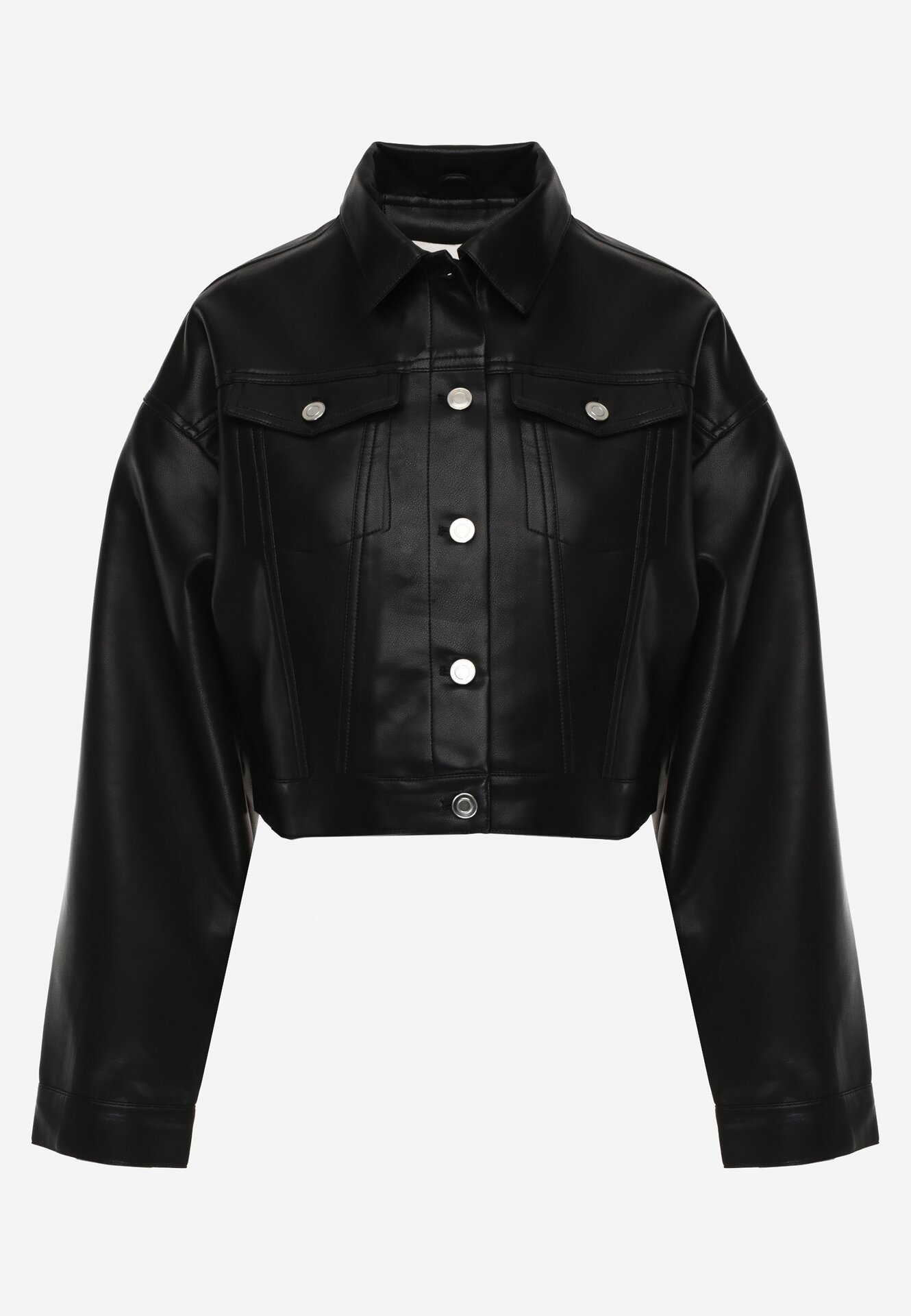 Czarna Kurtka Ramoneska o Krótkim Koszulowym Kroju Savalorne