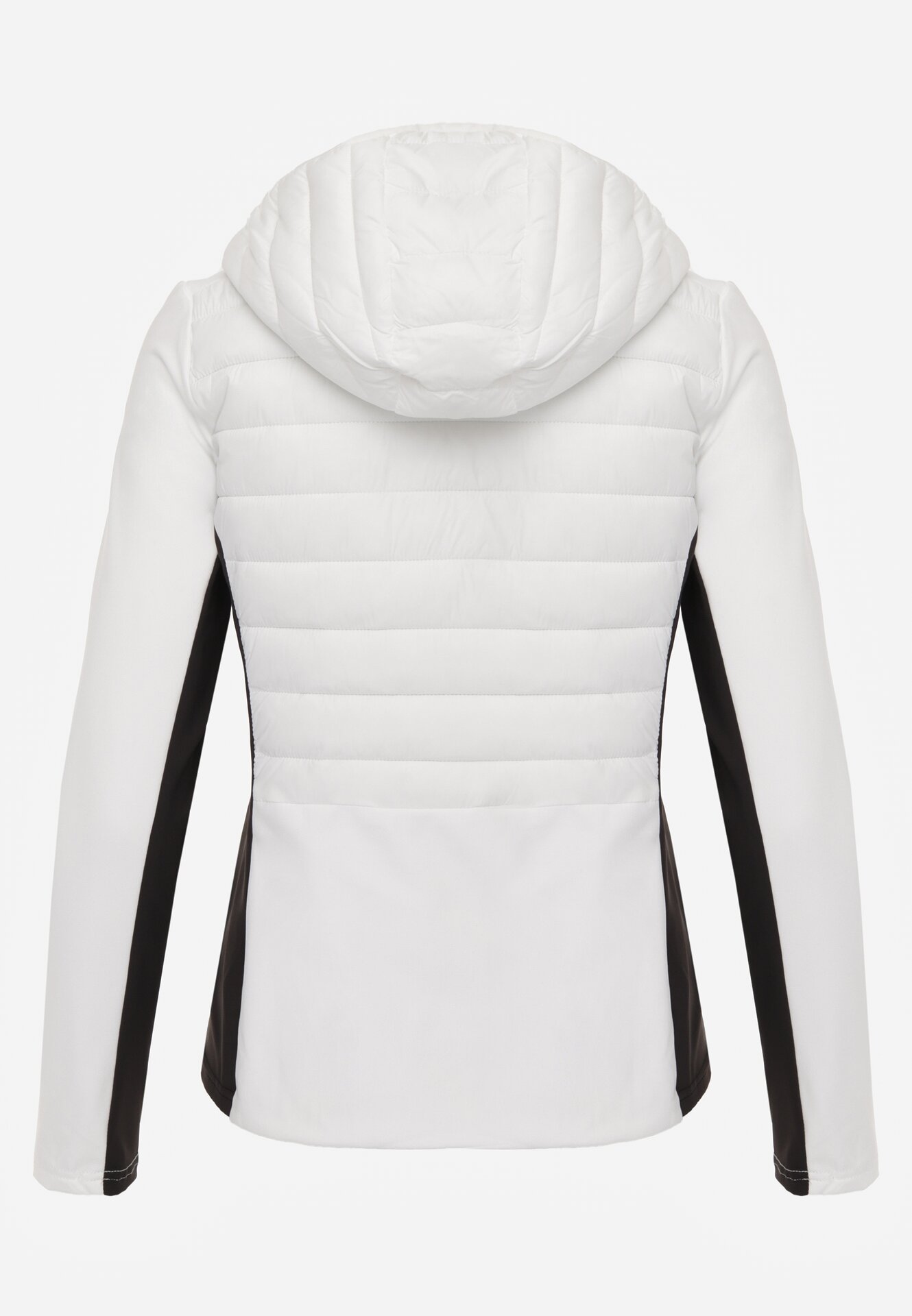 Biała Pikowana Kurtka Przejściowa z Kapturem i Elastycznymi Rękawami Nikitha