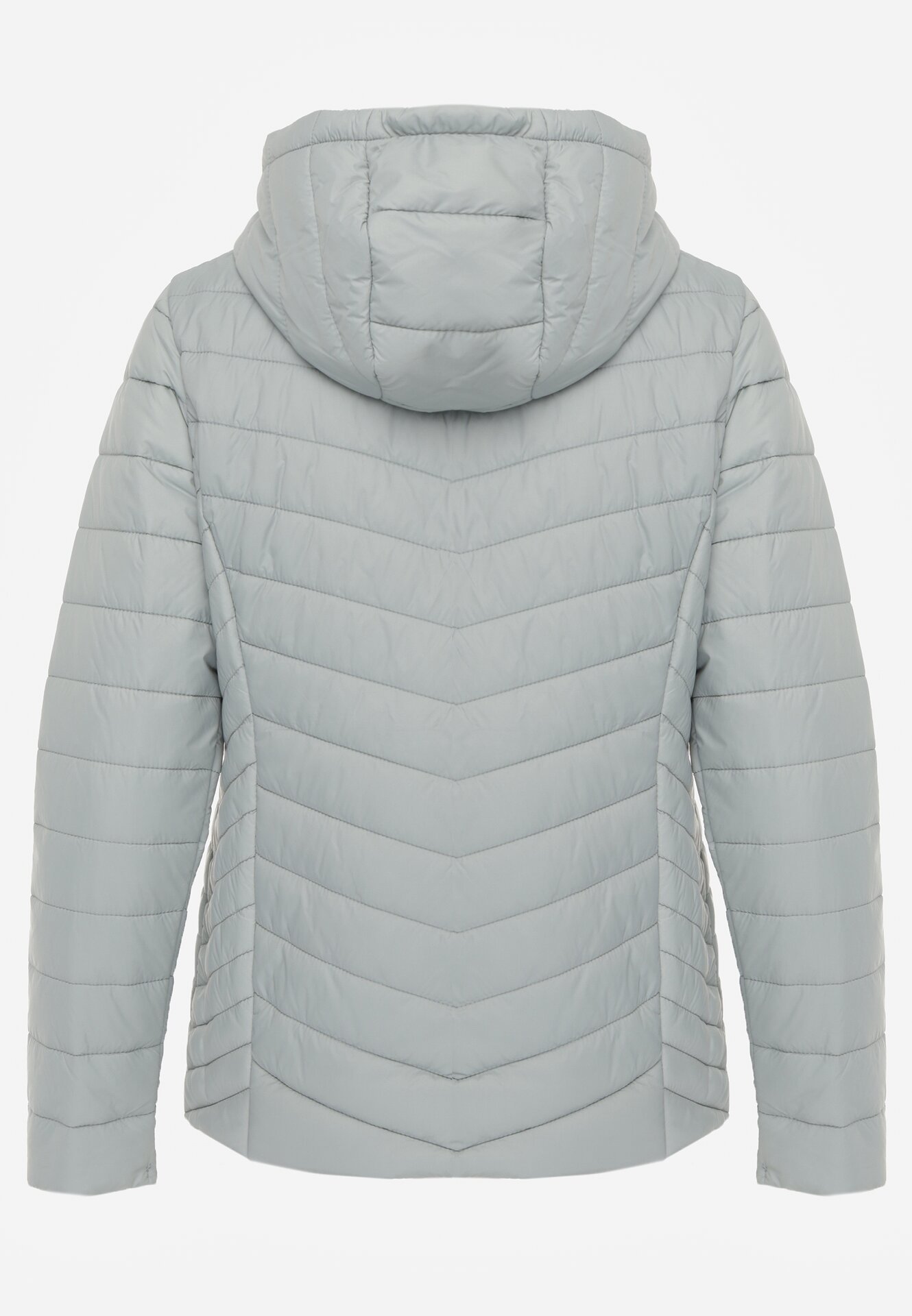 Jasnozielona Przejściowa Kurtka Pikowana z Odpinanym Kapturem Edrelith