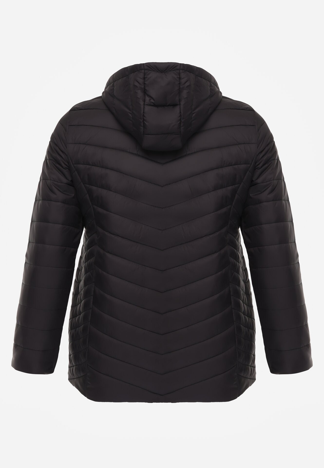 Czarna Lekka Kurtka Przejściowa z Pikowaniem i Odpinanym Kapturem Alissara
