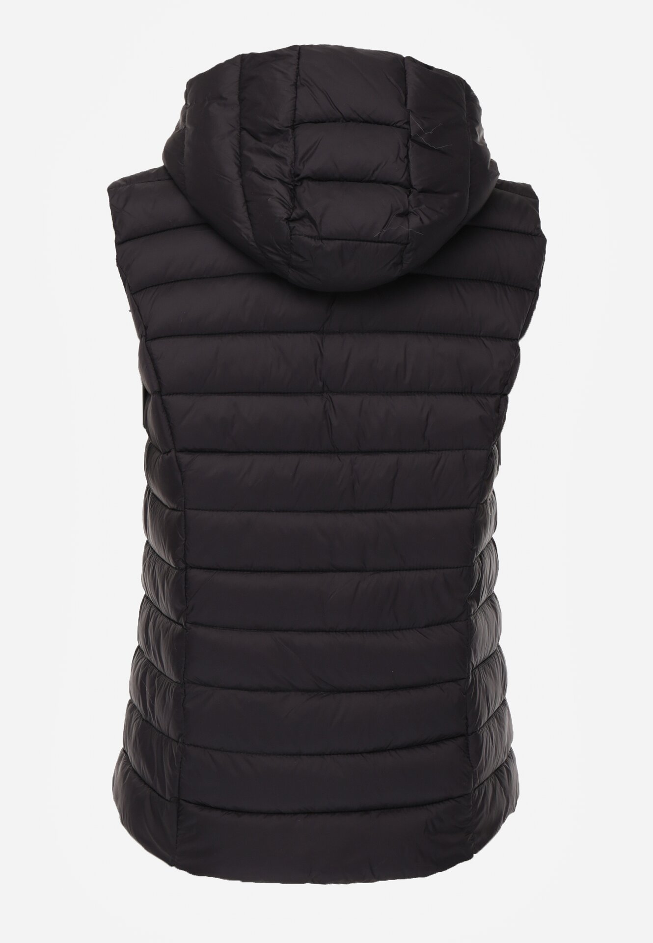 Czarna Pikowana Kamizelka Przejściowa z Kapturem Neanissa