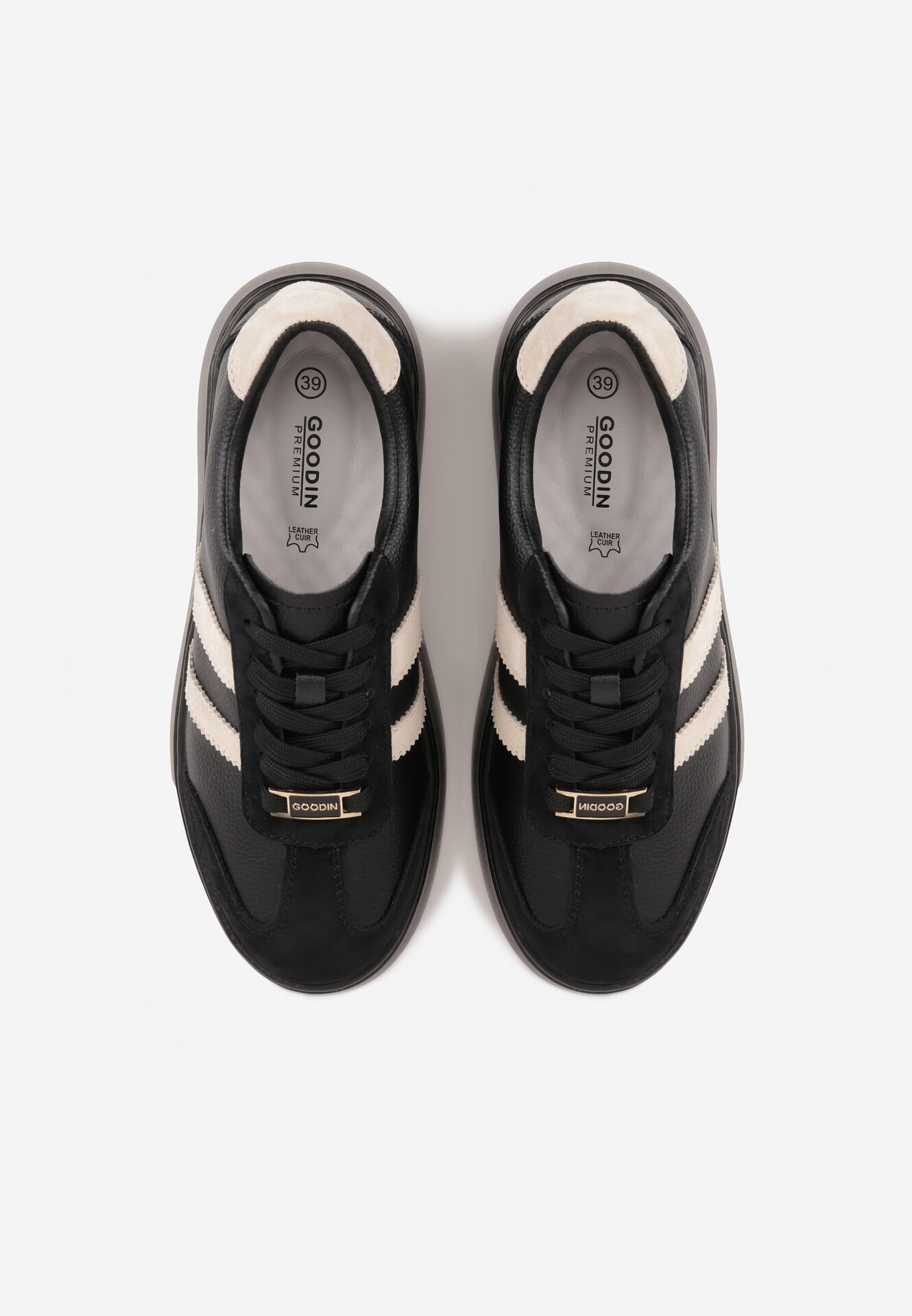 Sneakers Negri cu bej