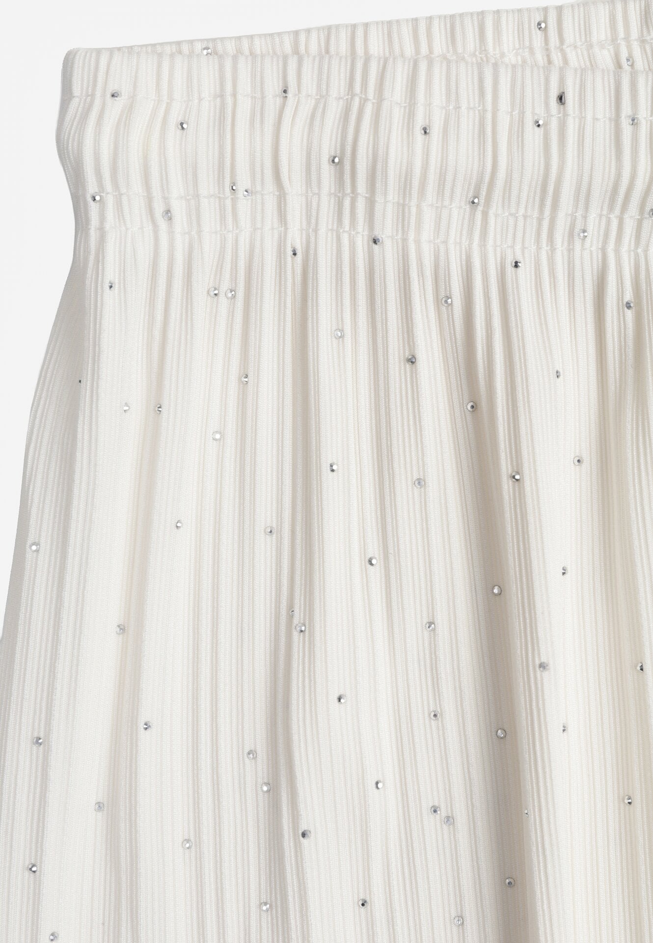 Białe Szerokie Spodnie z Bawełną Zdobione Cyrkoniami Azilene