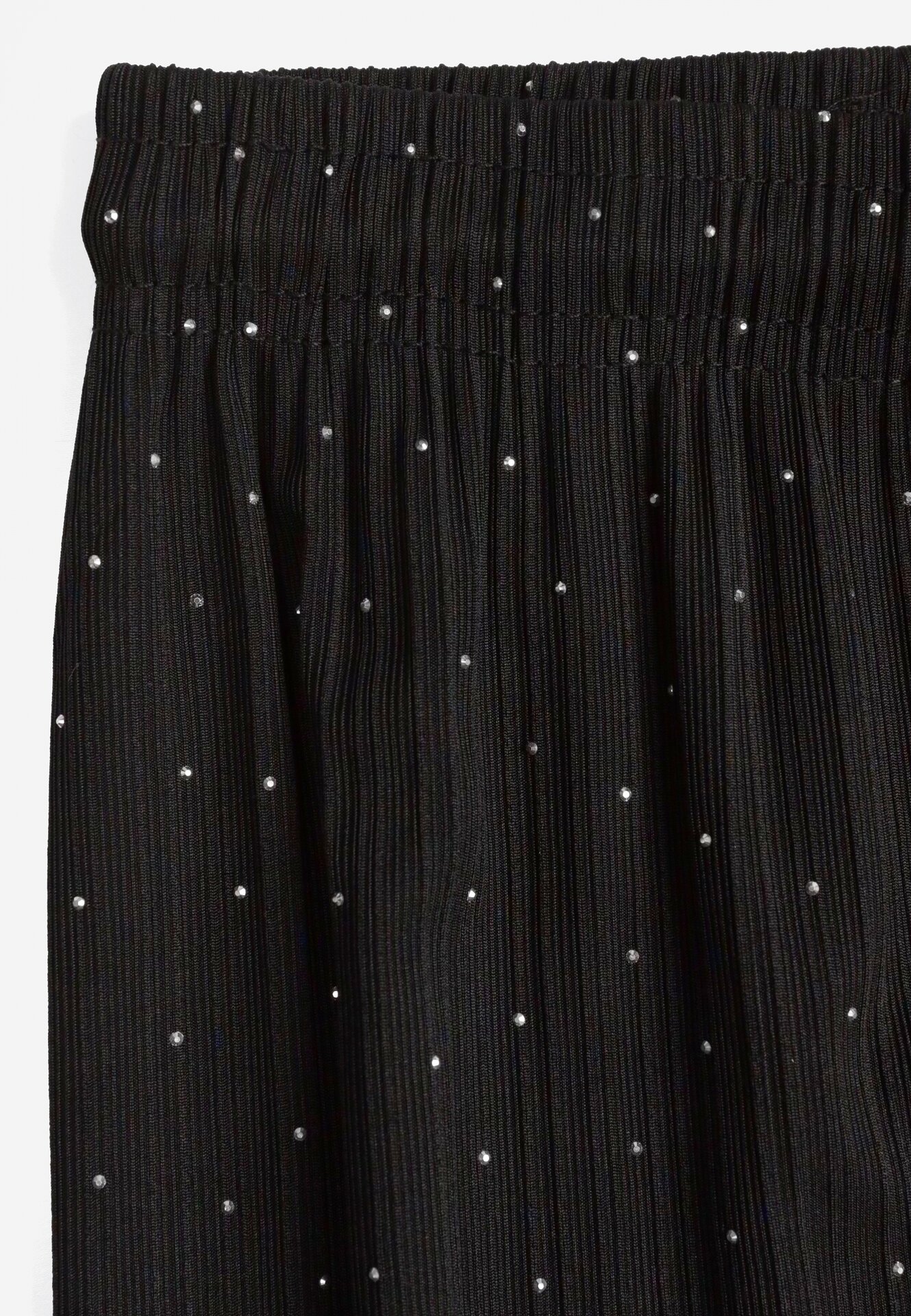 Czarne Szerokie Spodnie z Bawełną Zdobione Cyrkoniami Azilene